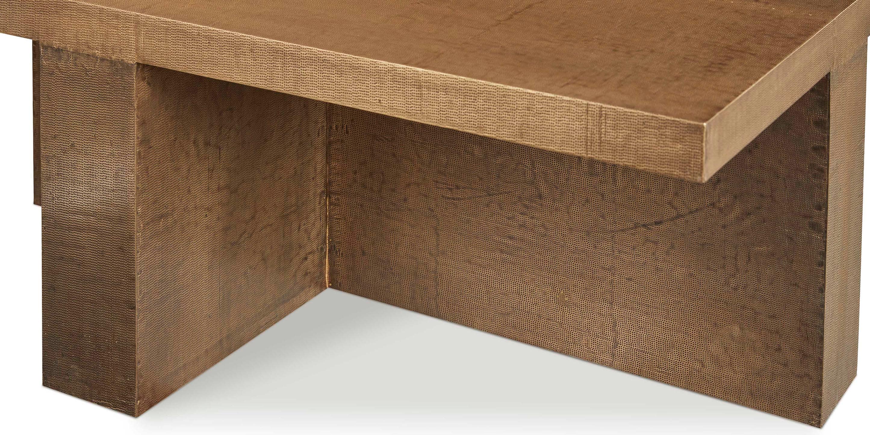 Bassett Vansant Square Cocktail Table — Brass Metal Cladding Bassett Coffee Table