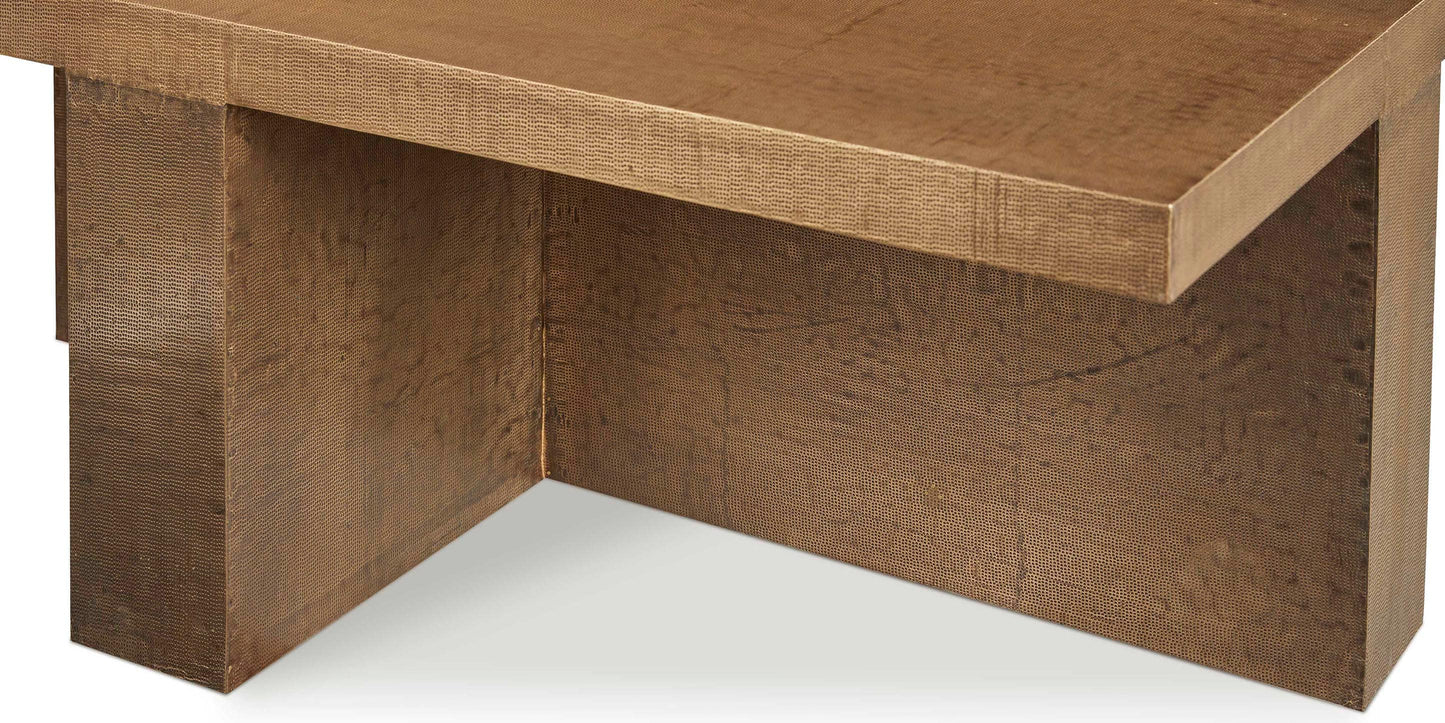 Bassett Vansant Square Cocktail Table — Brass Metal Cladding Bassett Coffee Table