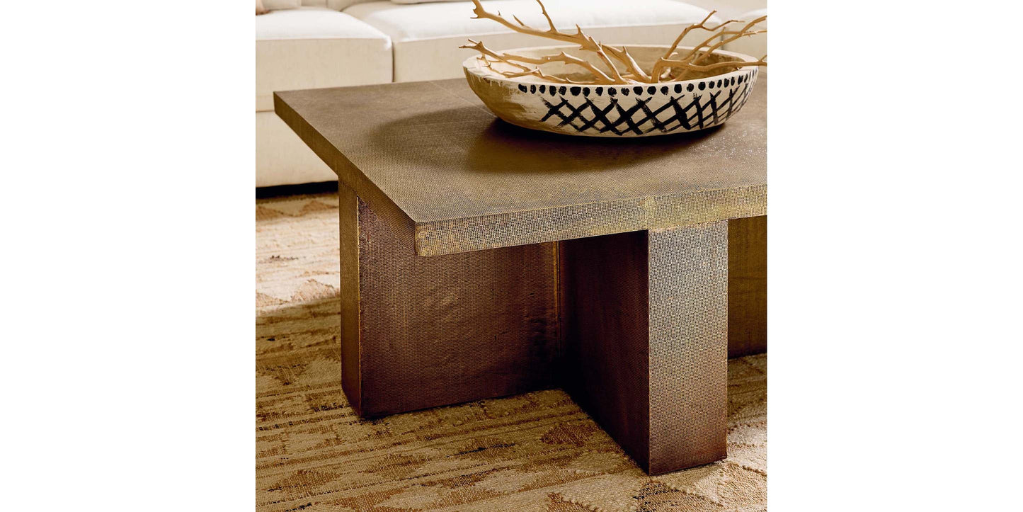 Bassett Vansant Square Cocktail Table — Brass Metal Cladding Bassett Coffee Table