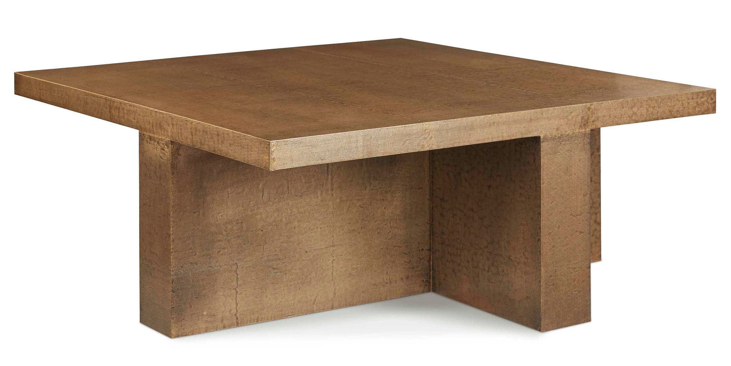 Bassett Vansant Square Cocktail Table — Brass Metal Cladding Bassett Coffee Table