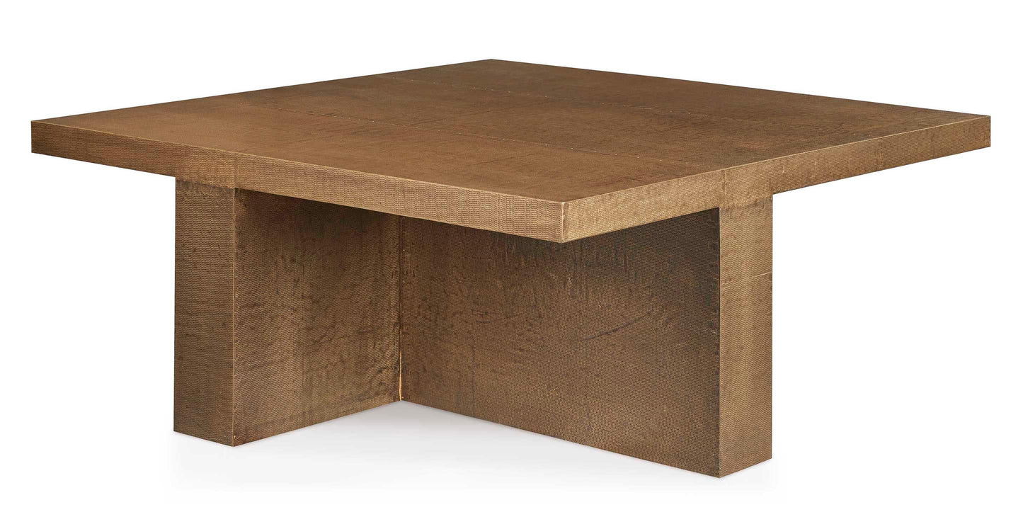 Bassett Vansant Square Cocktail Table — Brass Metal Cladding Bassett Coffee Table