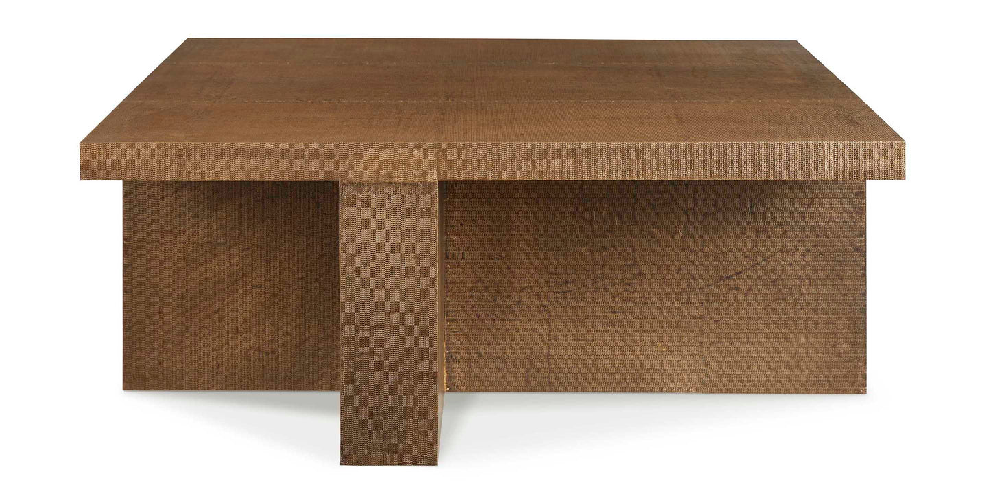 Bassett Vansant Square Cocktail Table — Brass Metal Cladding Bassett Coffee Table