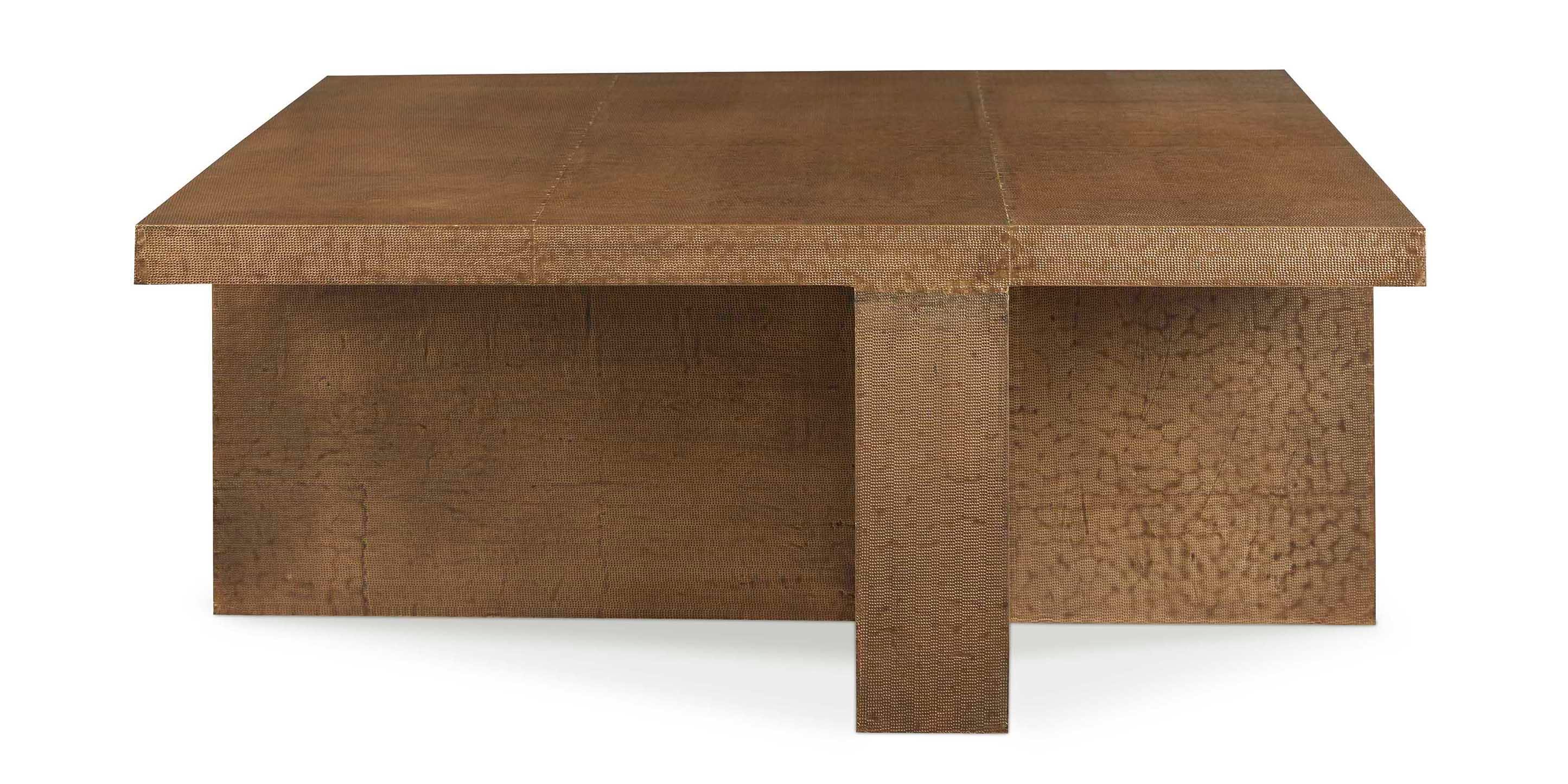 Bassett Vansant Square Cocktail Table — Brass Metal Cladding Bassett Coffee Table