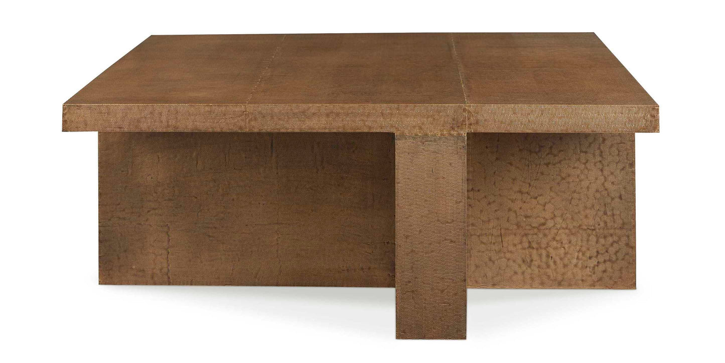 Bassett Vansant Square Cocktail Table — Brass Metal Cladding Bassett Coffee Table