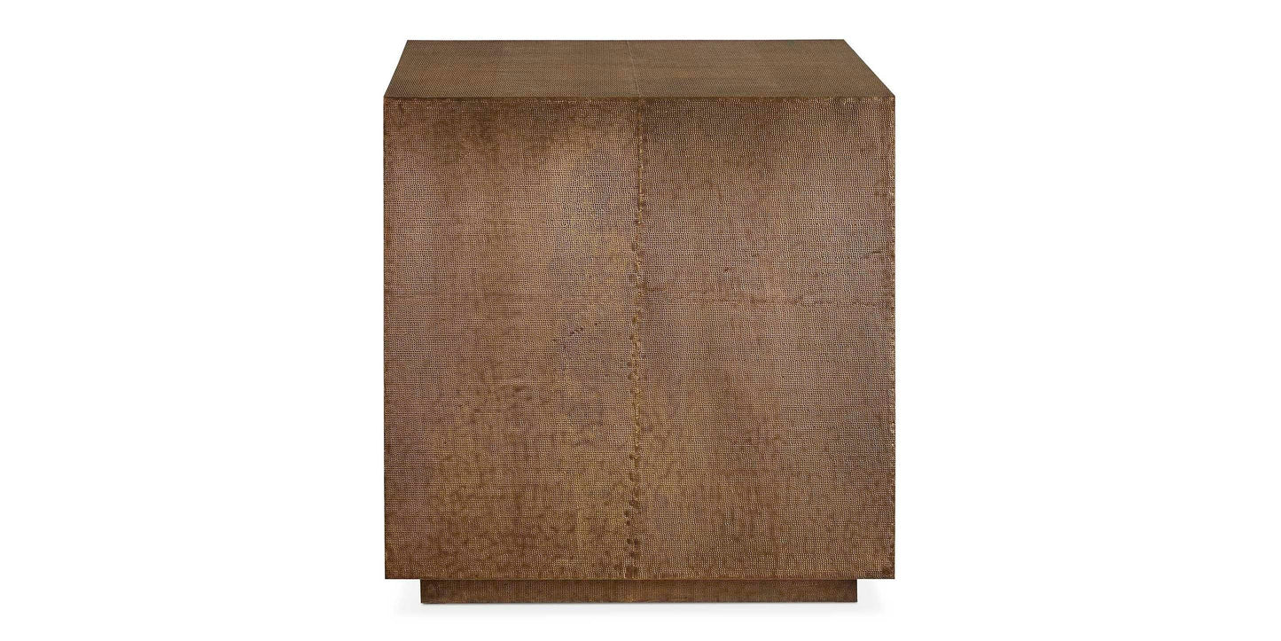 Bassett Vansant Lamp Table — Hand-Applied Brass Cladding Bassett End Table
