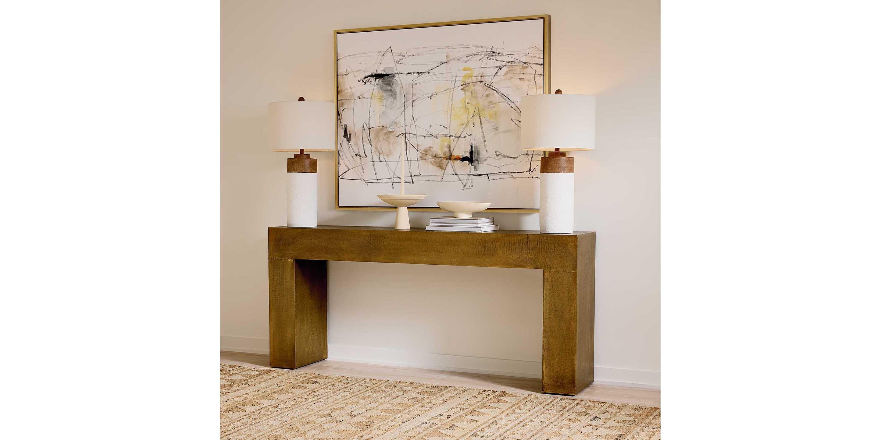 Bassett Vansant Console Table — Brass Cladding, 72 Inches Bassett Console Table