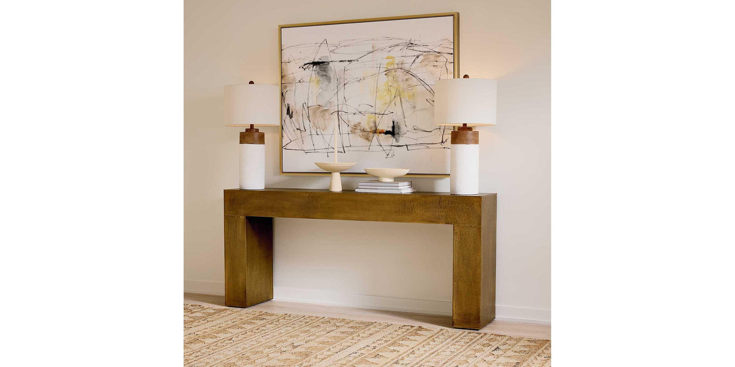 Bassett Vansant Console Table — Brass Cladding, 72 Inches Bassett Console Table