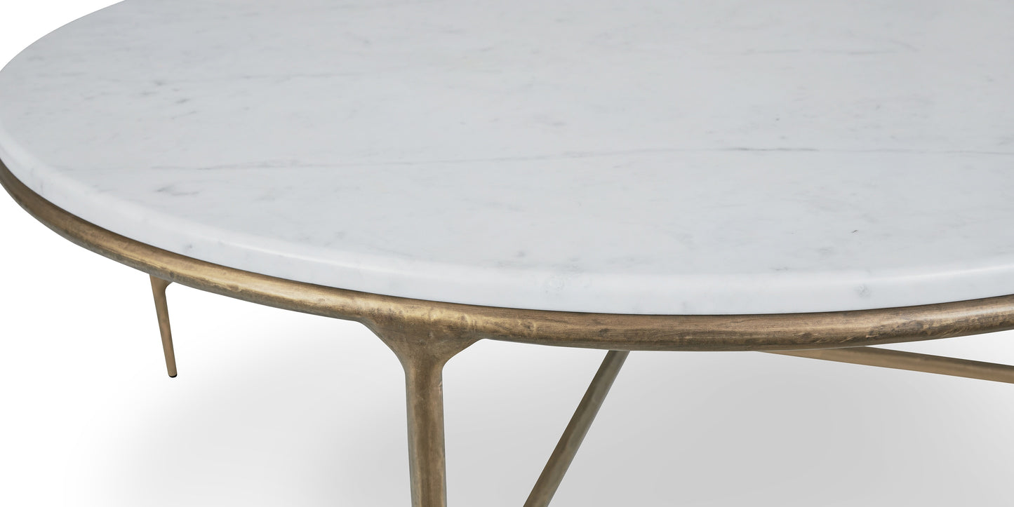 Bassett Keswick Round Cocktail — Sealed Marble Top, Made in USA