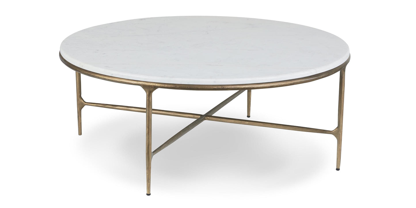 Bassett Keswick Round Cocktail — Sealed Marble Top, Made in USA