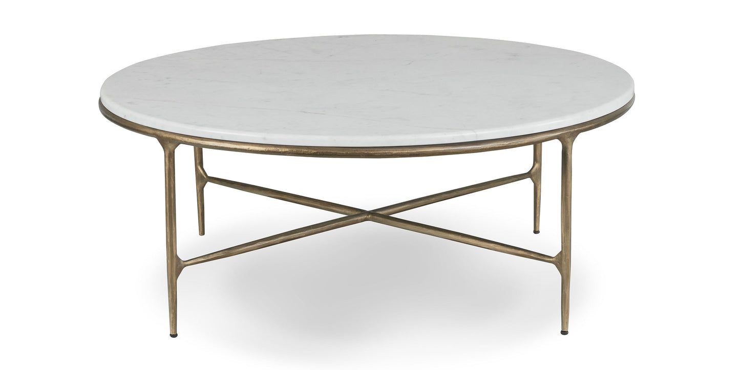 Bassett Keswick Round Cocktail — Sealed Marble Top, Made in USA
