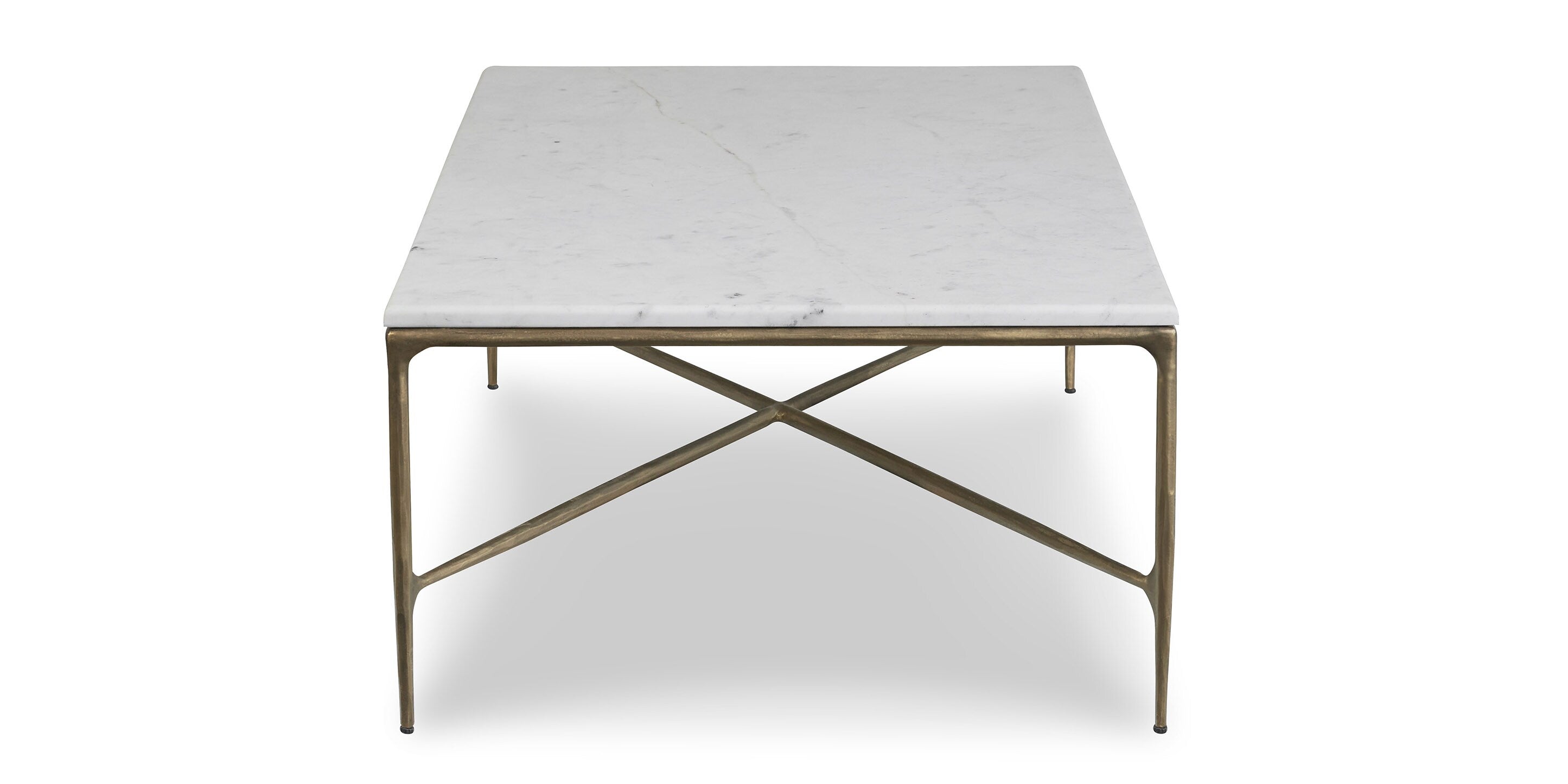 Bassett Keswick Rectangular Cocktail — White Marble, Hammered Iron