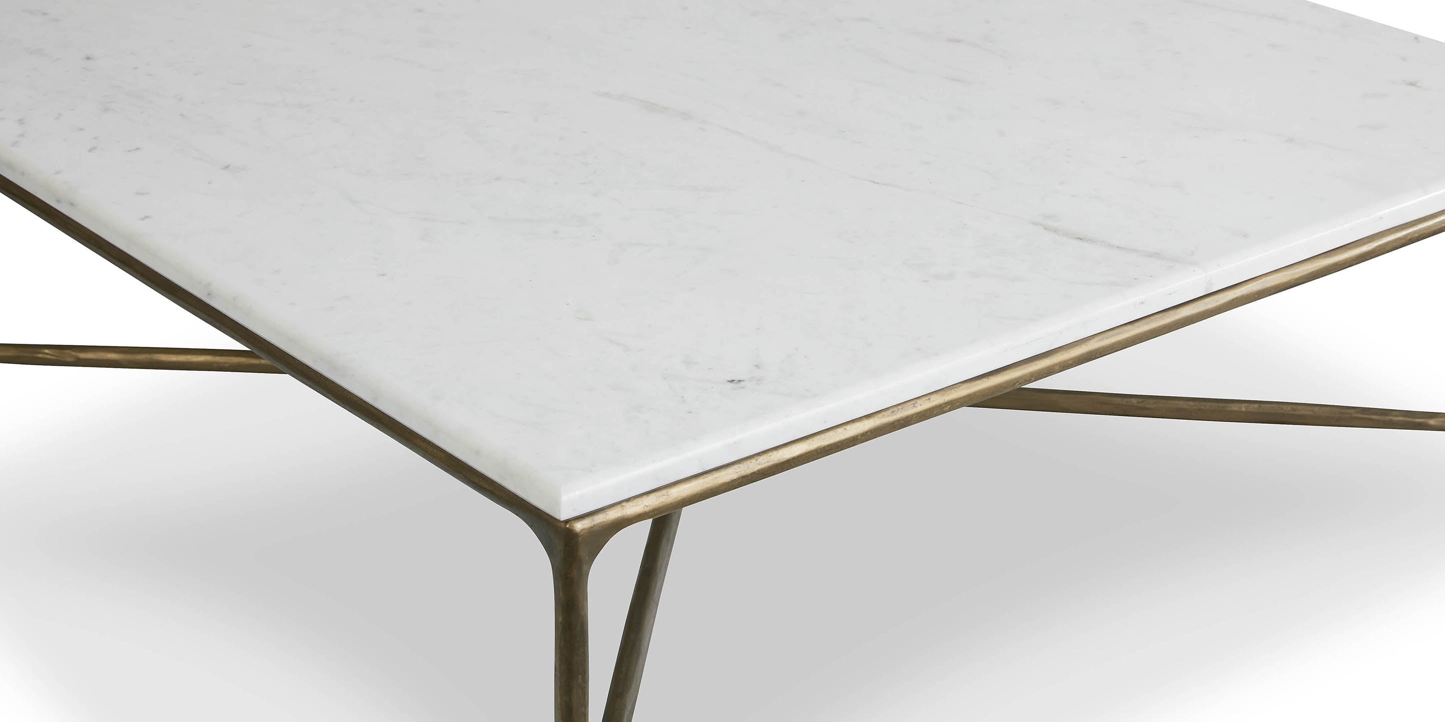 Bassett Keswick Square Cocktail — Marble Top, Hand-Hammered Iron