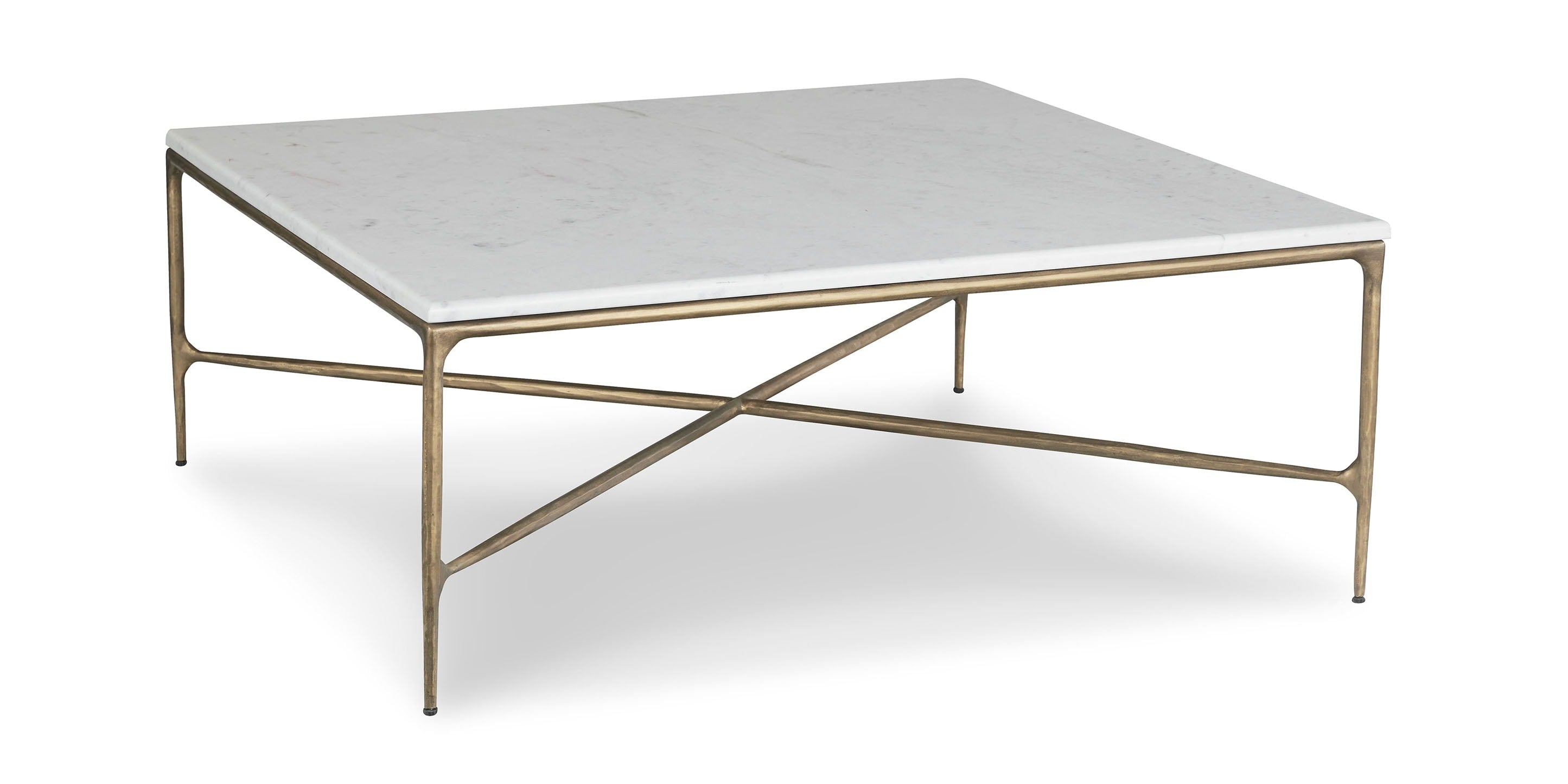Bassett Keswick Square Cocktail — Marble Top, Hand-Hammered Iron