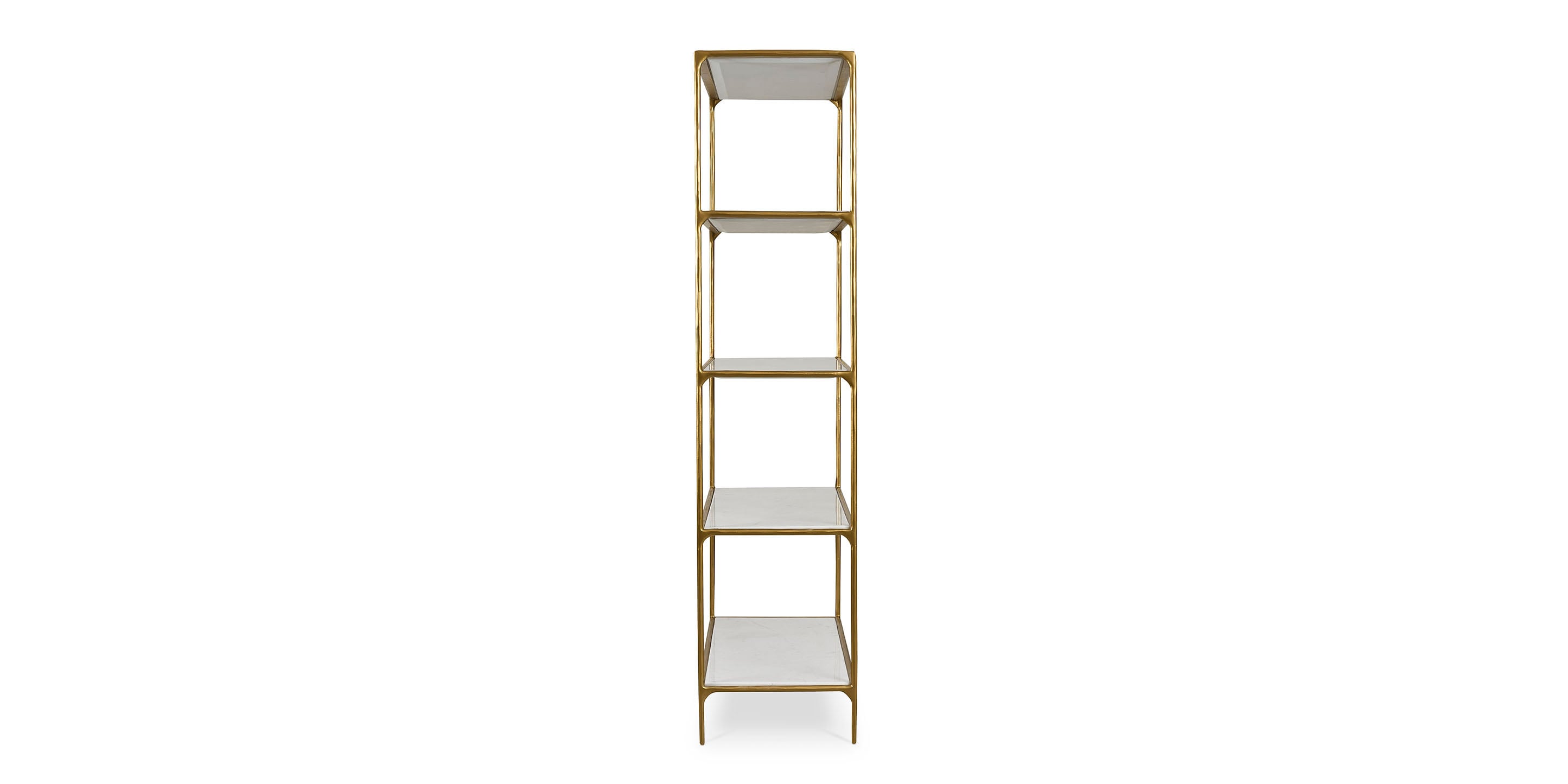 Bassett Keswick Complete Etagere — Bronze Frame, Stone Shelves