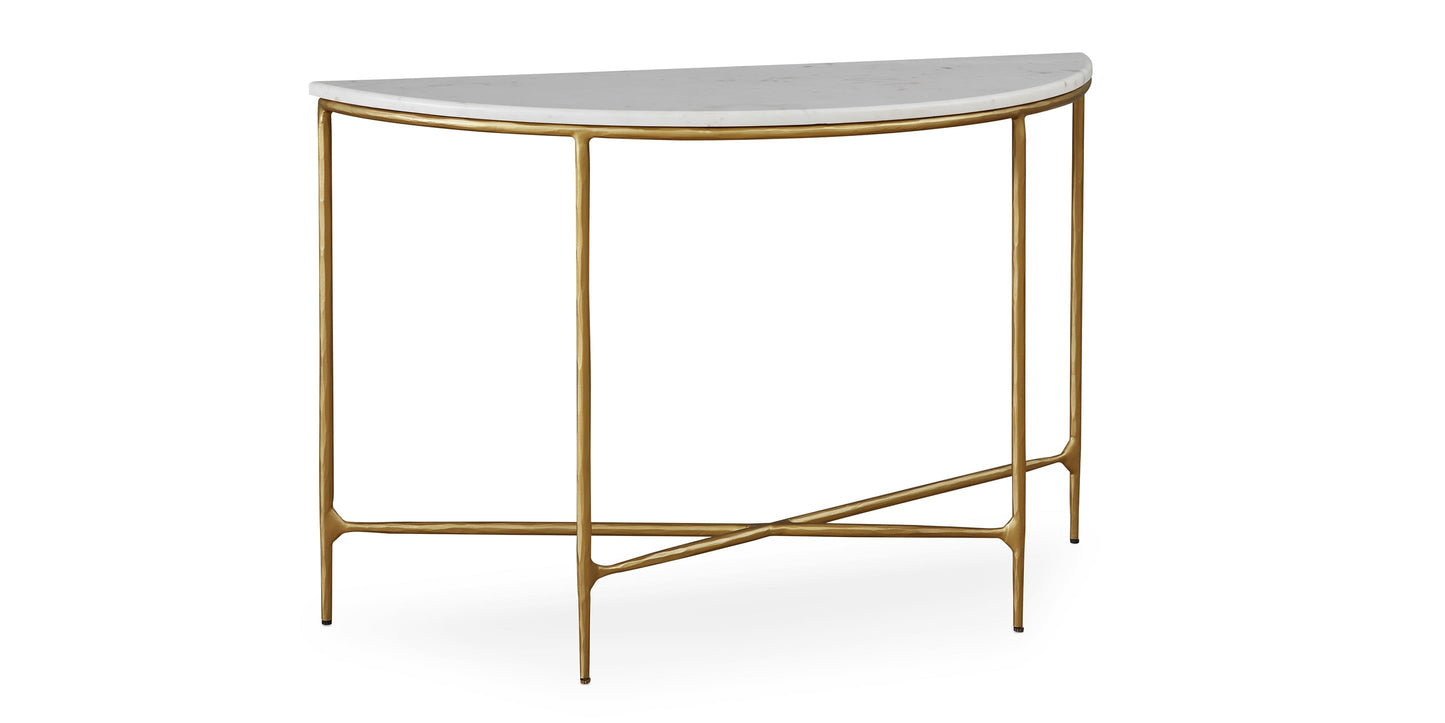 Bassett Keswick Demilune Console Top — Sealed White Marble