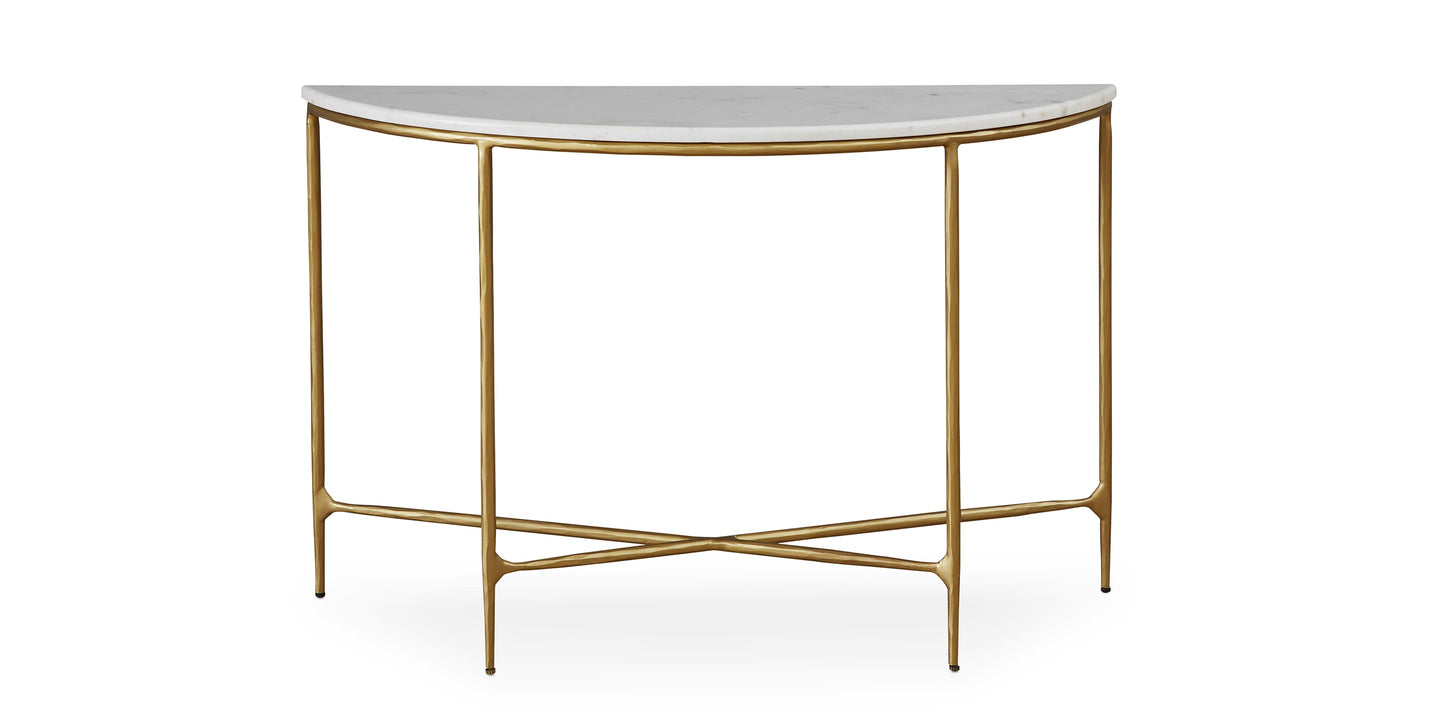 Bassett Keswick Demilune Console Top — Sealed White Marble