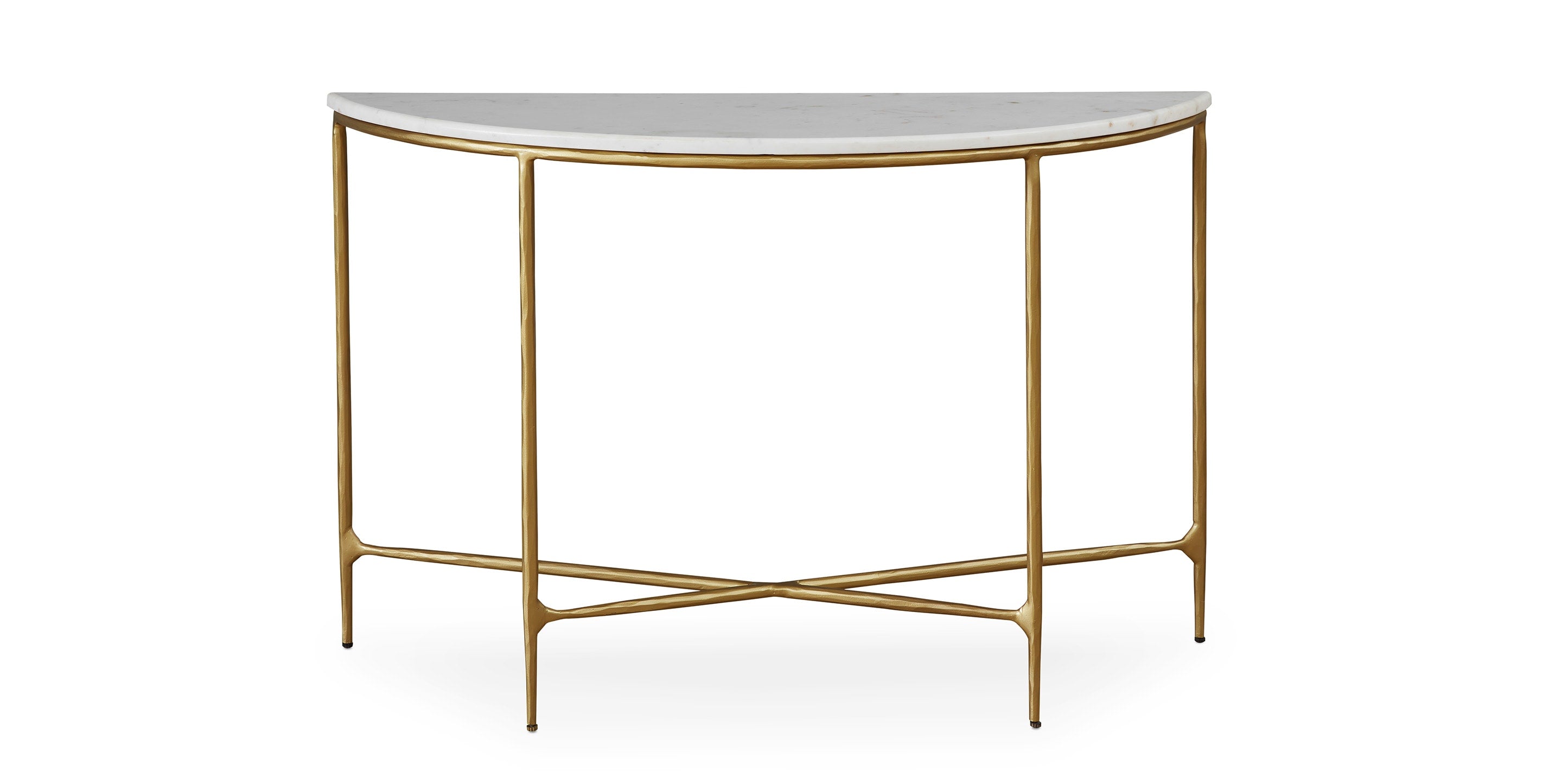 Bassett Keswick Demilune Console Base — Hand-Hammered Iron, Bronze — Bronze finish