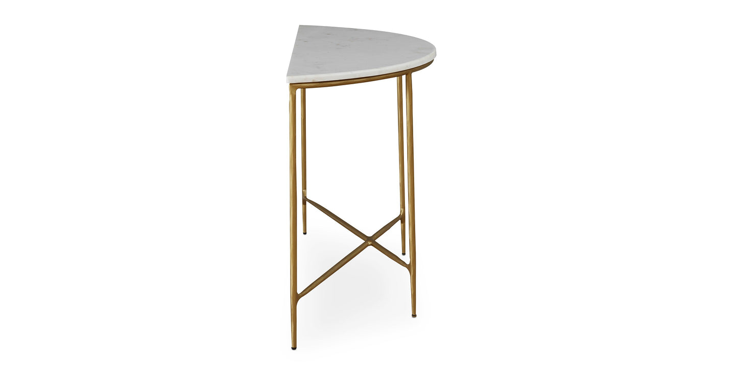Bassett Keswick Demilune Console Base — Hand-Hammered Iron, Bronze — Bronze finish
