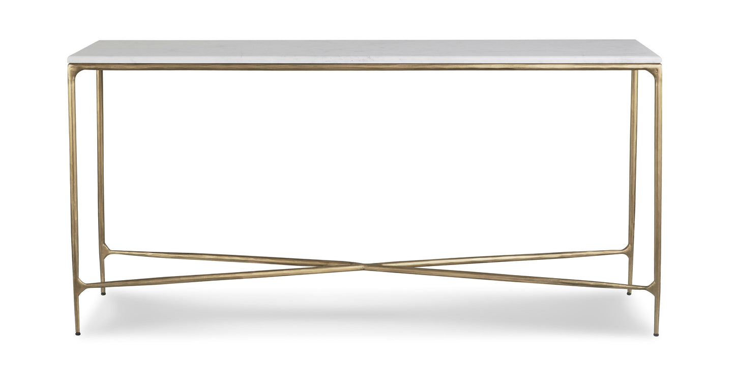 Bassett Keswick Console Table — Sealed Marble Top, Made in USA