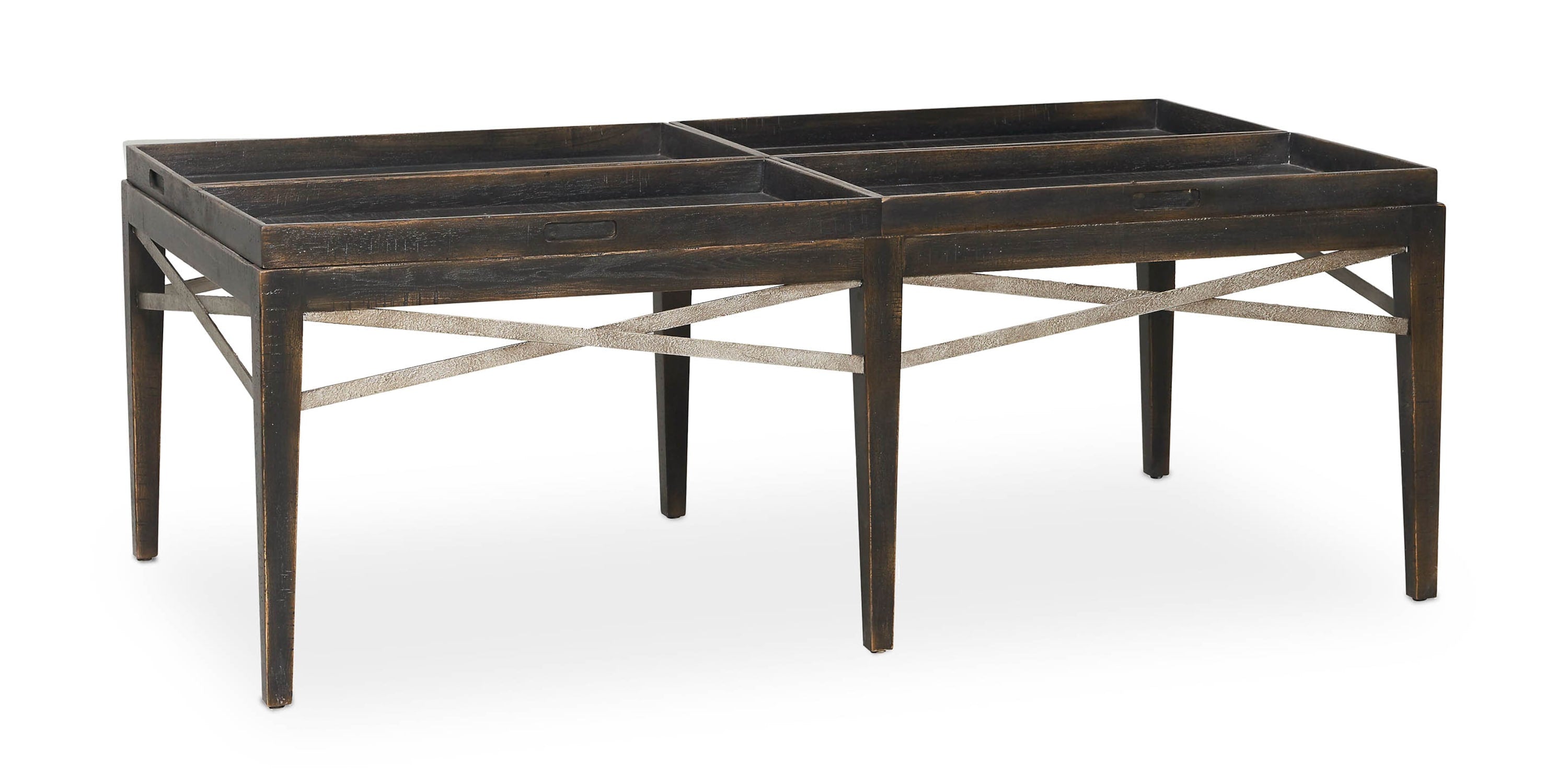 Woodridge Cavern Black Rectangular Cocktail Table Bassett
