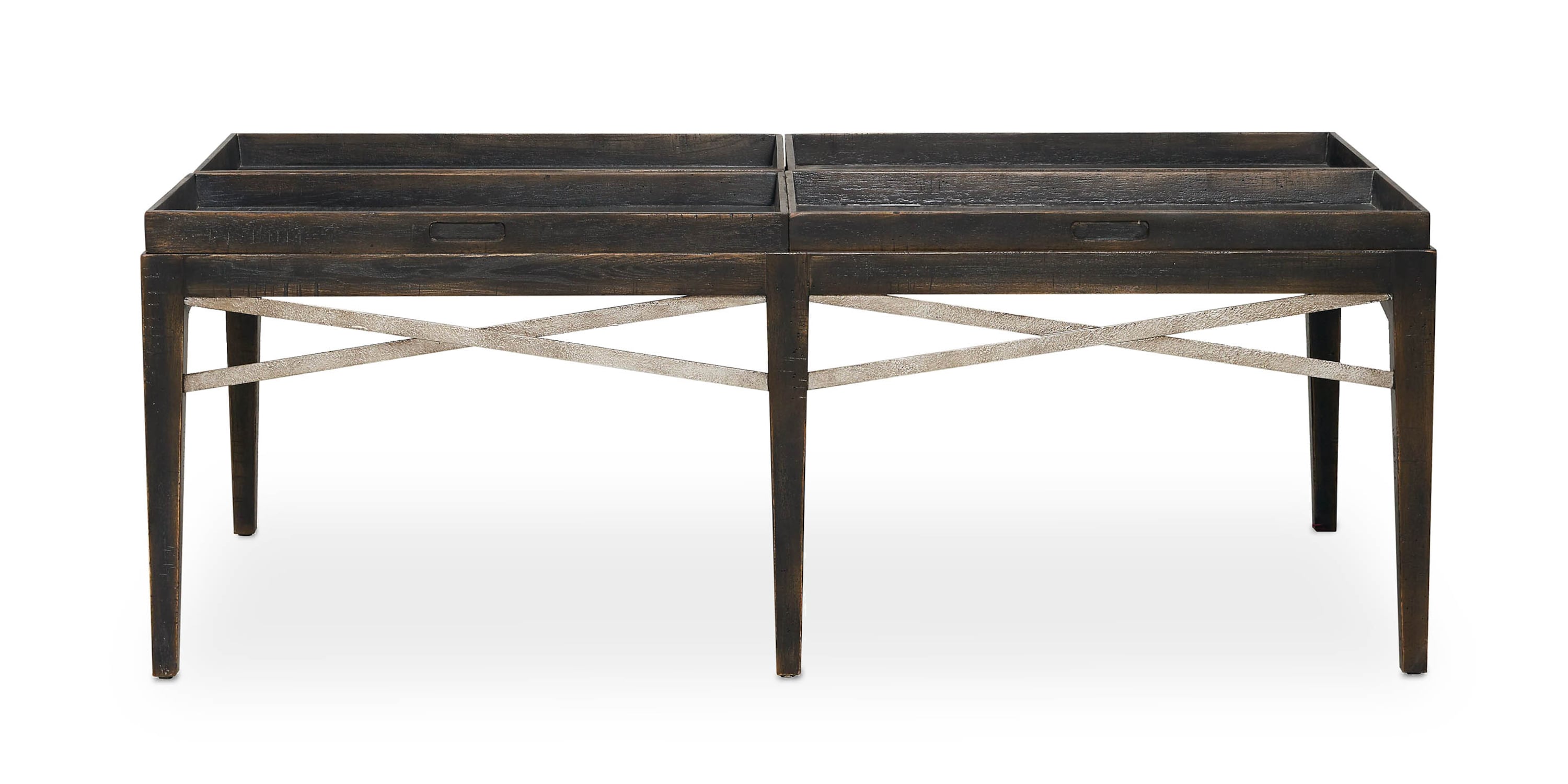 Woodridge Cavern Black Rectangular Cocktail Table Bassett