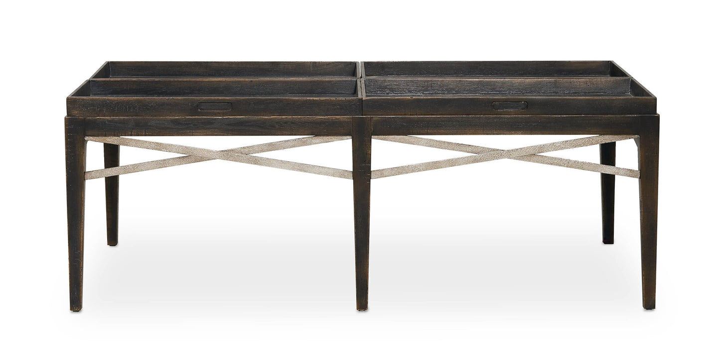 Woodridge Cavern Black Rectangular Cocktail Table Bassett