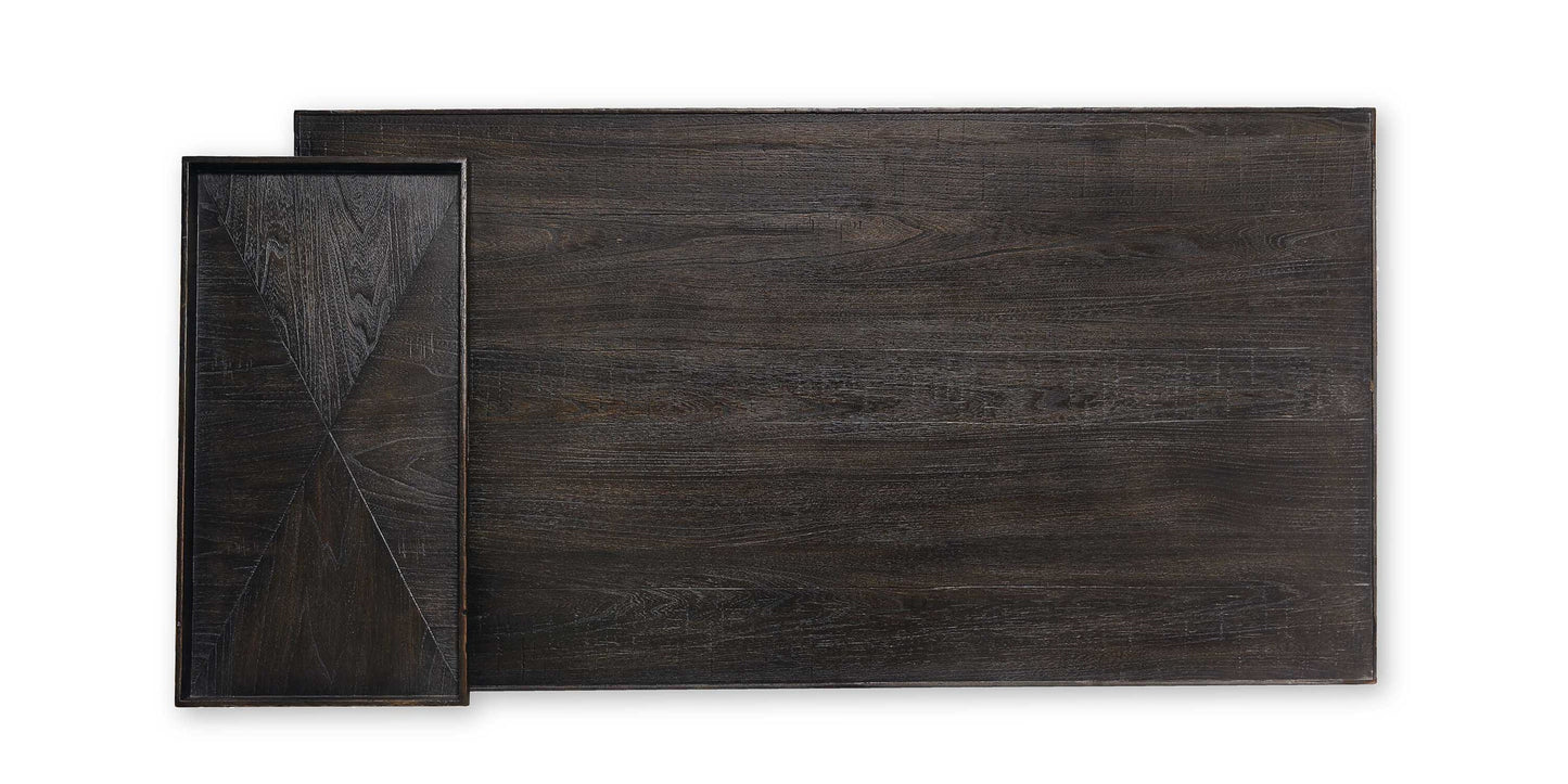 Woodridge Cavern Black Rectangular Cocktail Table Bassett