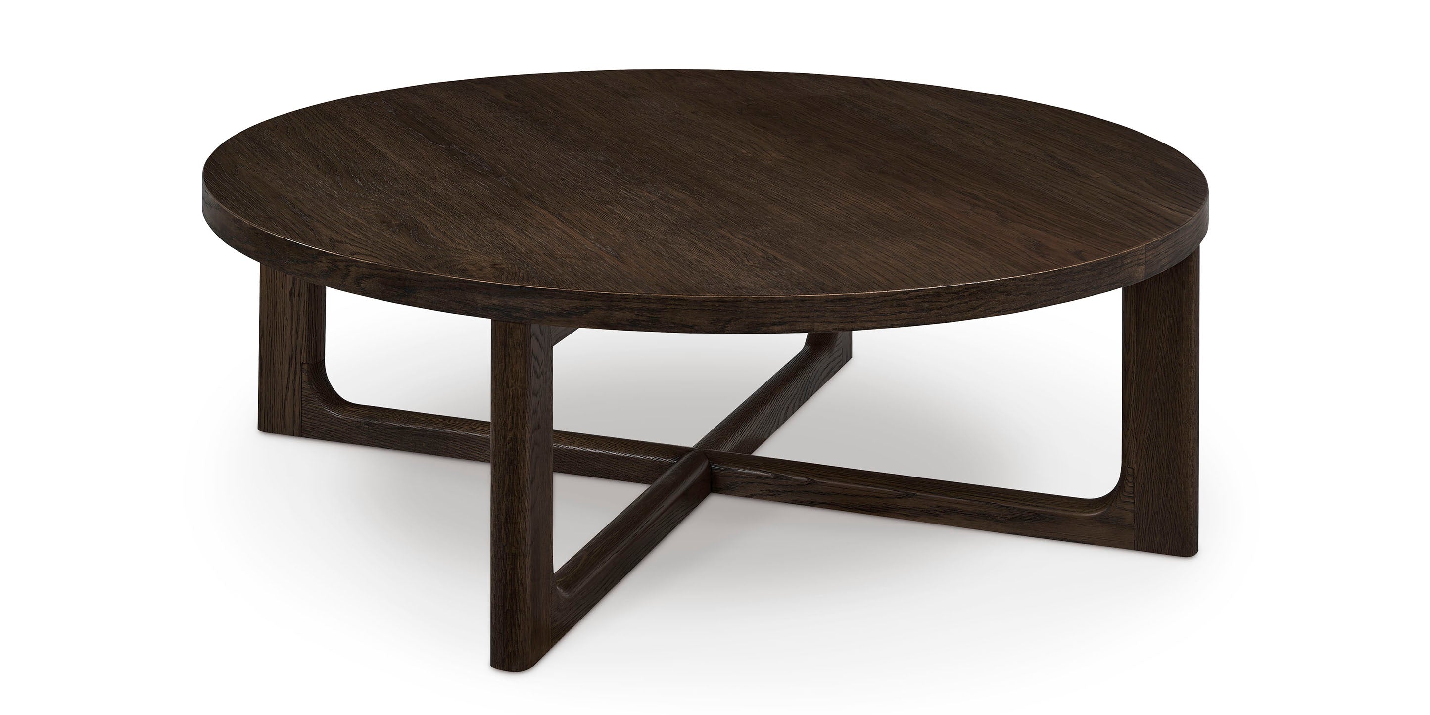 Bassett Reston 48-Inch Round Cocktail Table — Oak, Made in the USA — Briar finish
