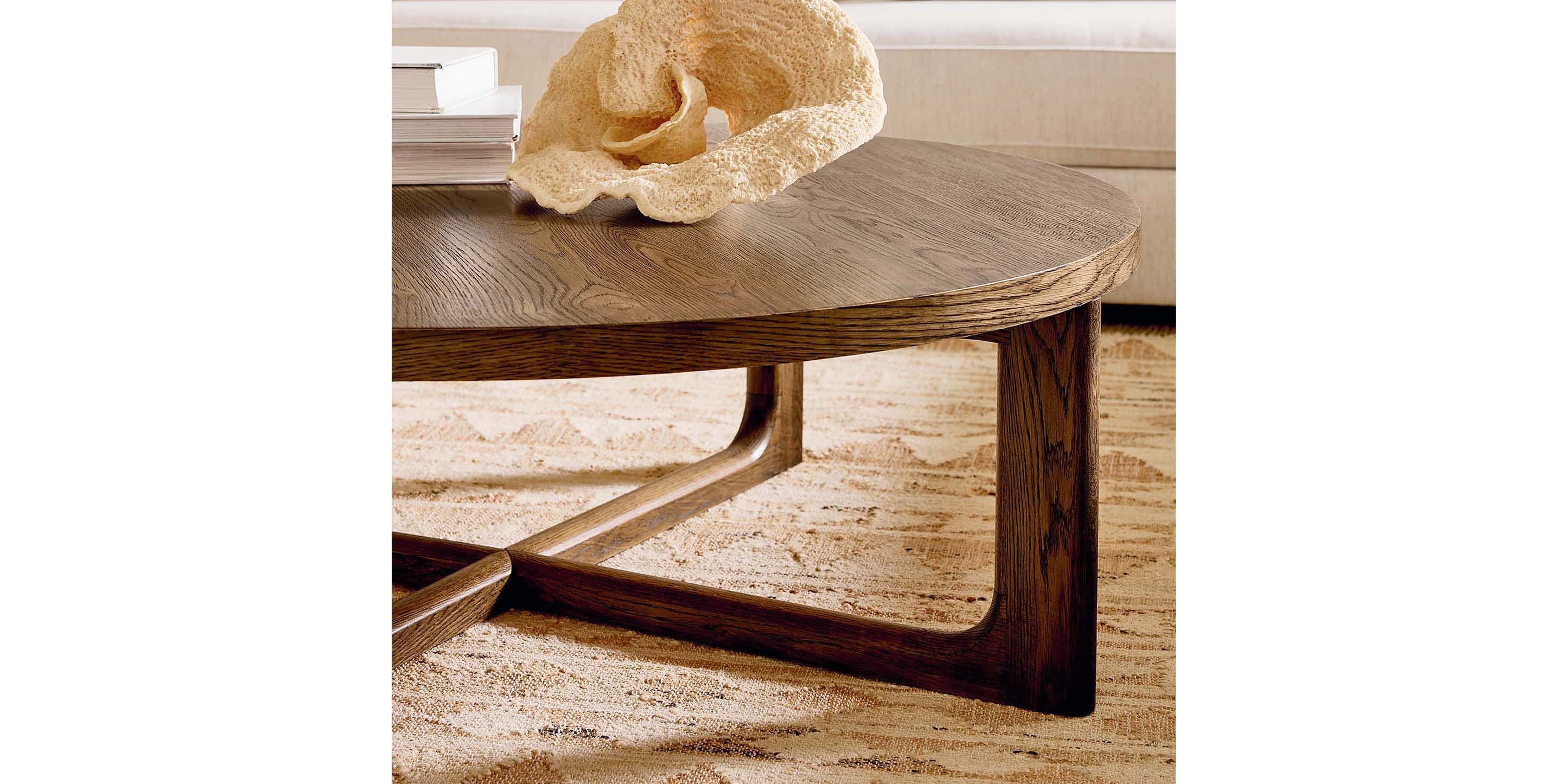 Bassett Reston 48-Inch Round Cocktail Table — Oak, Made in the USA