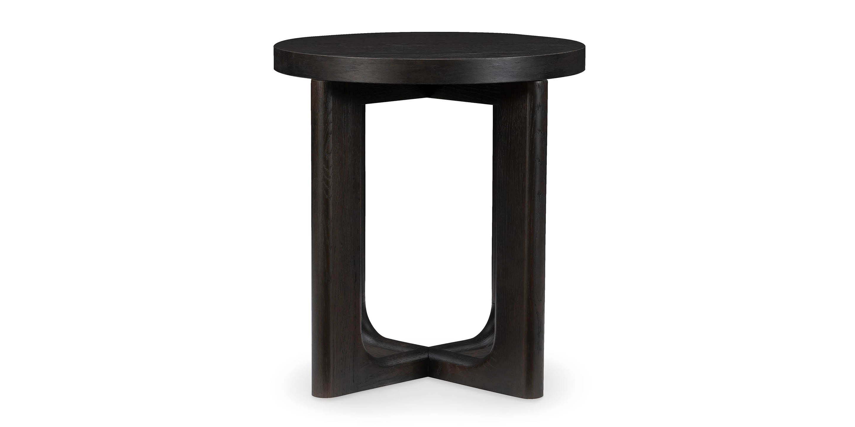 Bassett Reston Round Accent Table — Compact Oak, Made in the USA