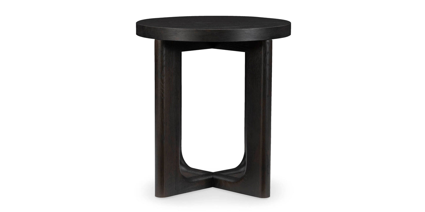 Bassett Reston Round Accent Table — Compact Oak, Made in the USA