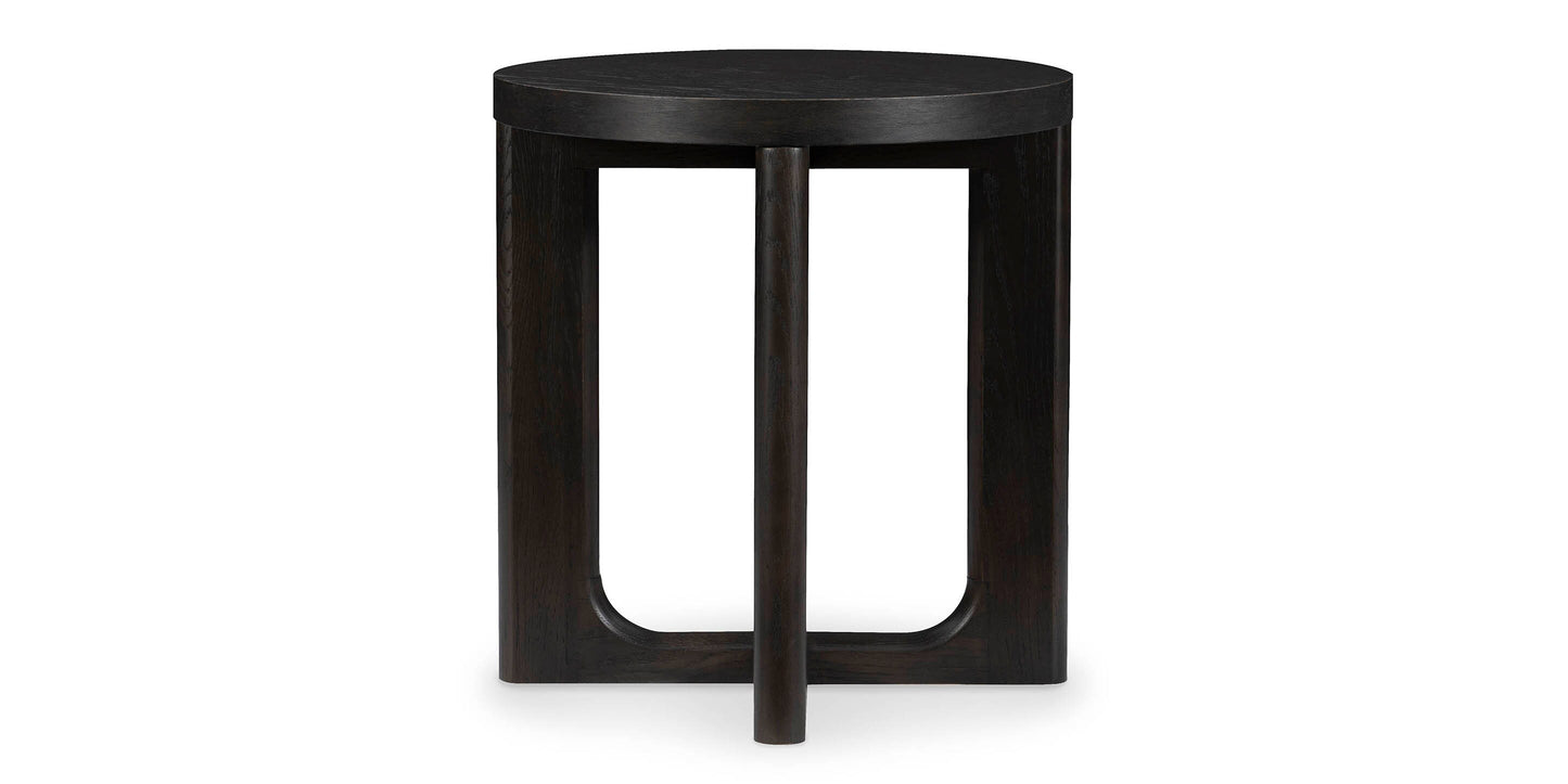 Bassett Reston Round Accent Table — Compact Oak, Made in the USA