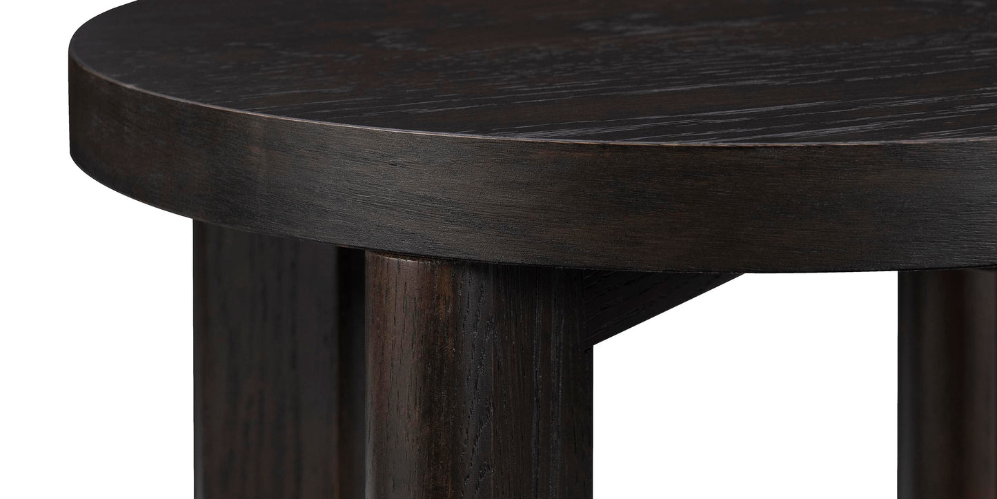 Bassett Reston Round Accent Table — Compact Oak, Made in the USA