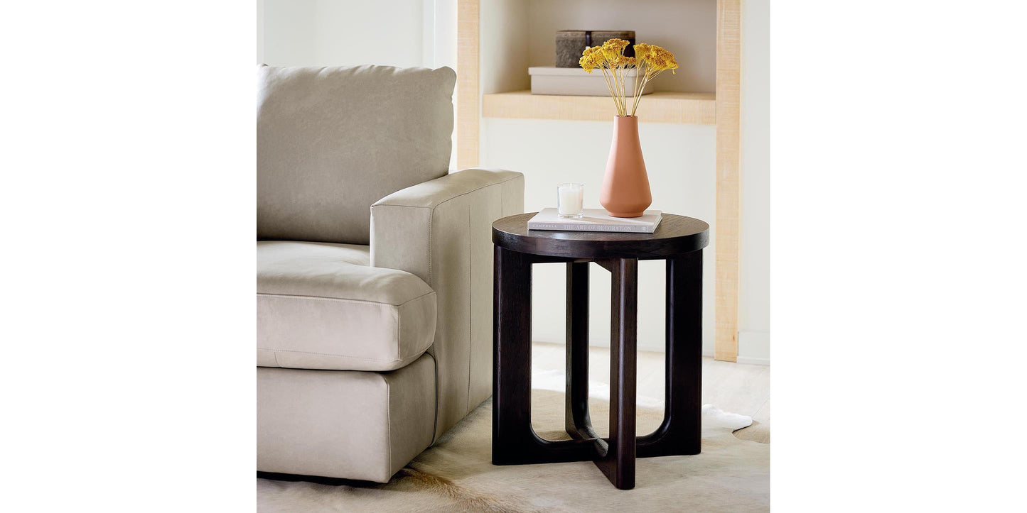 Bassett Reston Round Accent Table — Compact Oak, Made in the USA