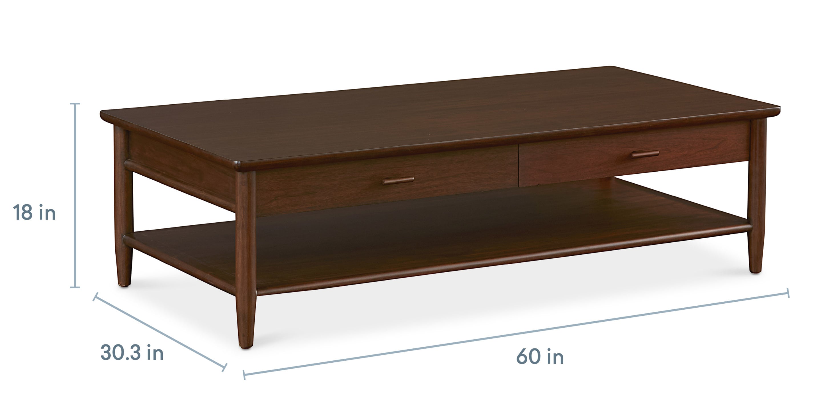 Bassett Copenhagen 60" Rectangle Cocktail Table — Danish Modern Walnut Bassett Coffee Table