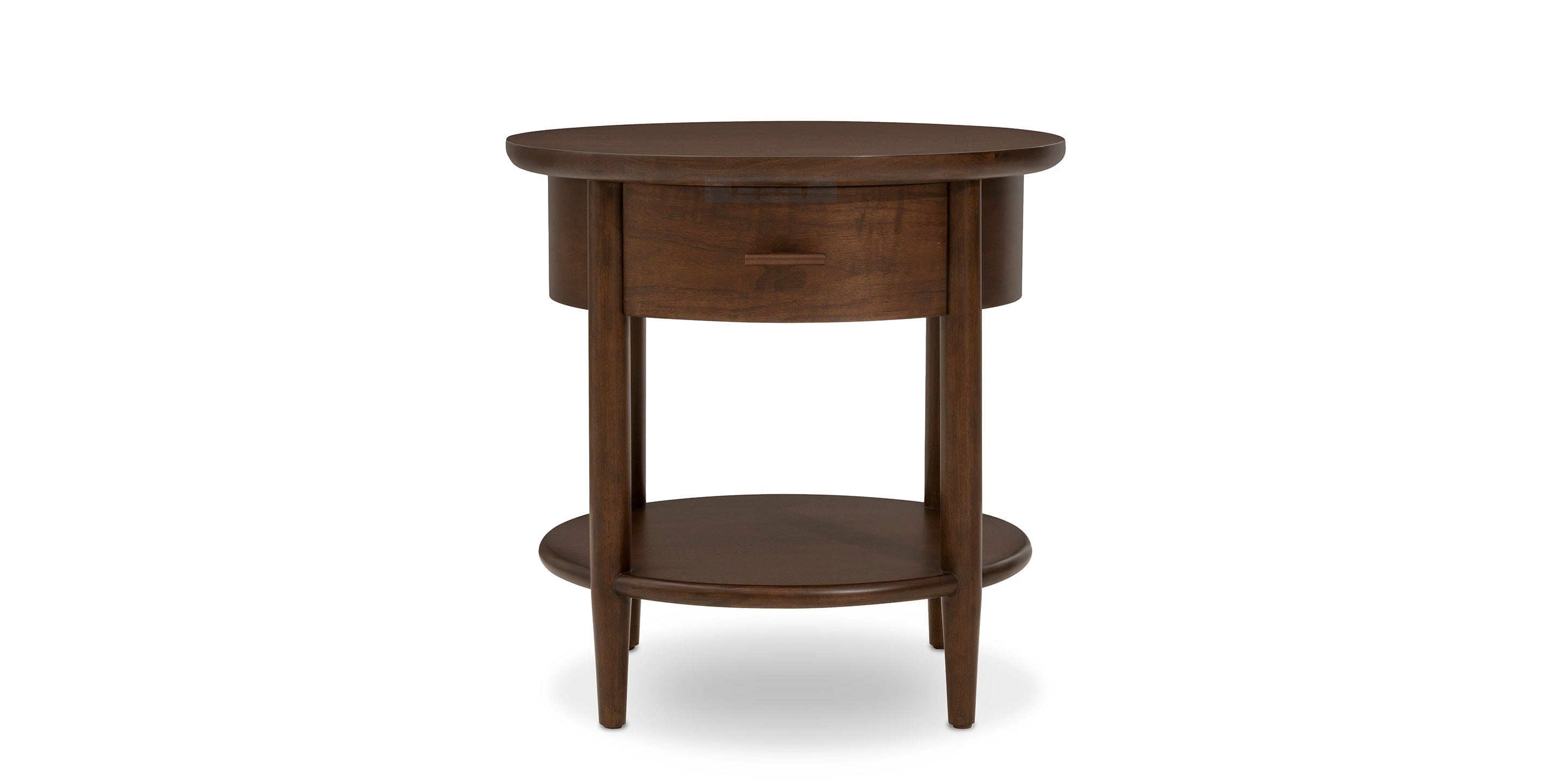 Bassett Copenhagen 24" Round End Table — Walnut, Danish Modern Bassett End Table