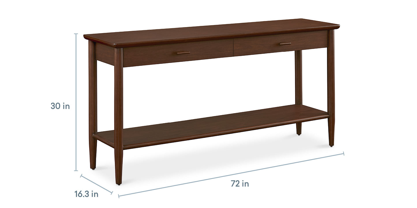 Bassett Copenhagen 72" Console Table — Walnut, Made in the USA Bassett Console Table