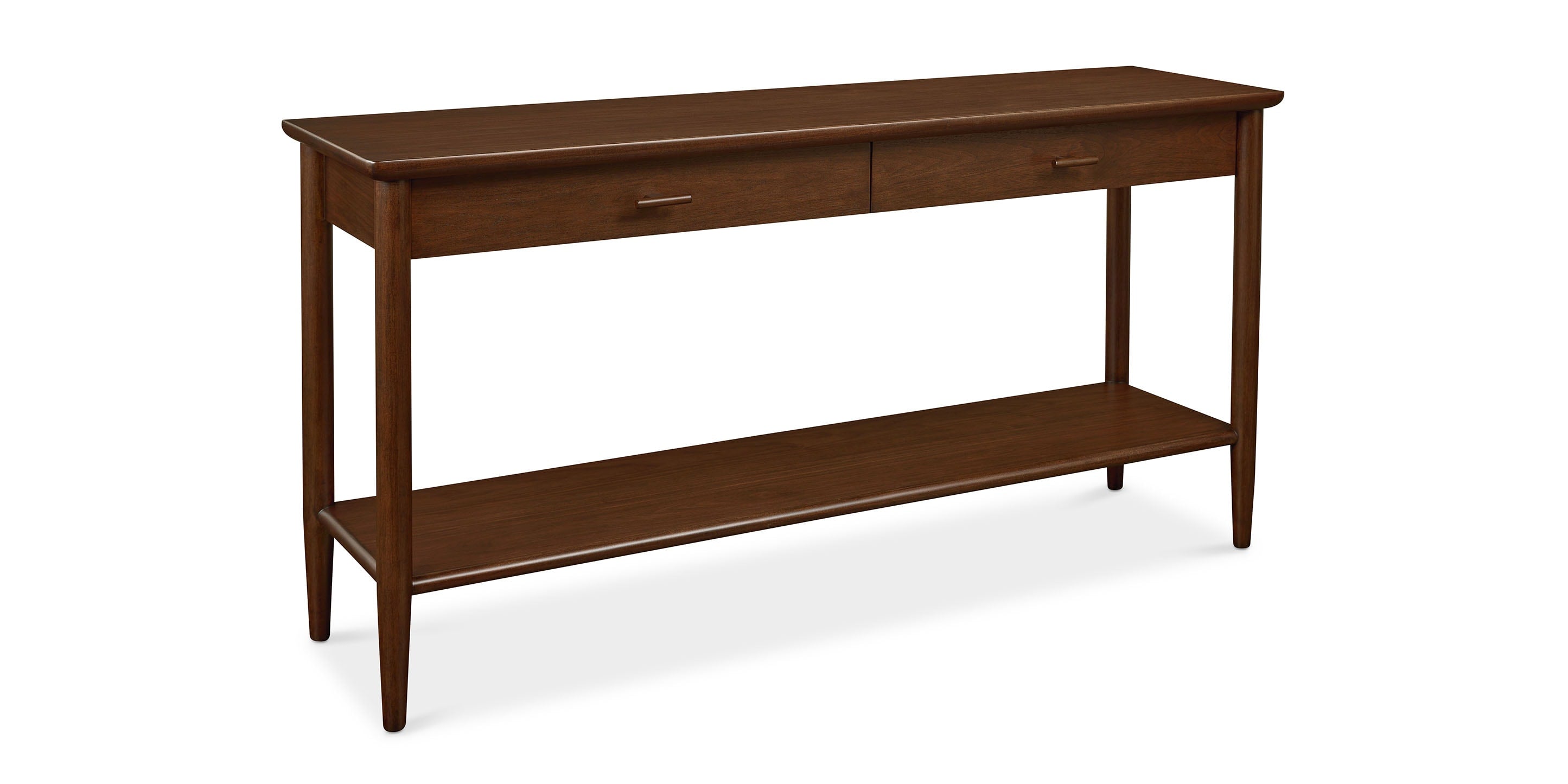Bassett Copenhagen 60" Console Table — Slim Danish Modern Walnut Bassett Console Table