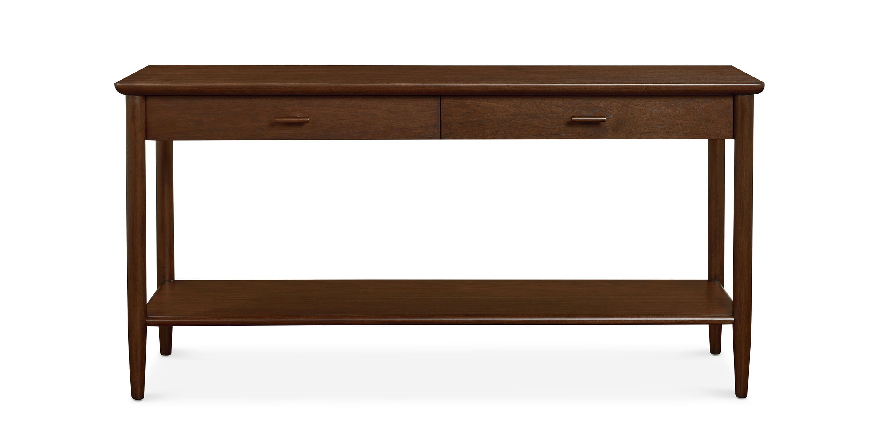 Bassett Copenhagen 60" Console Table — Slim Danish Modern Walnut Bassett Console Table