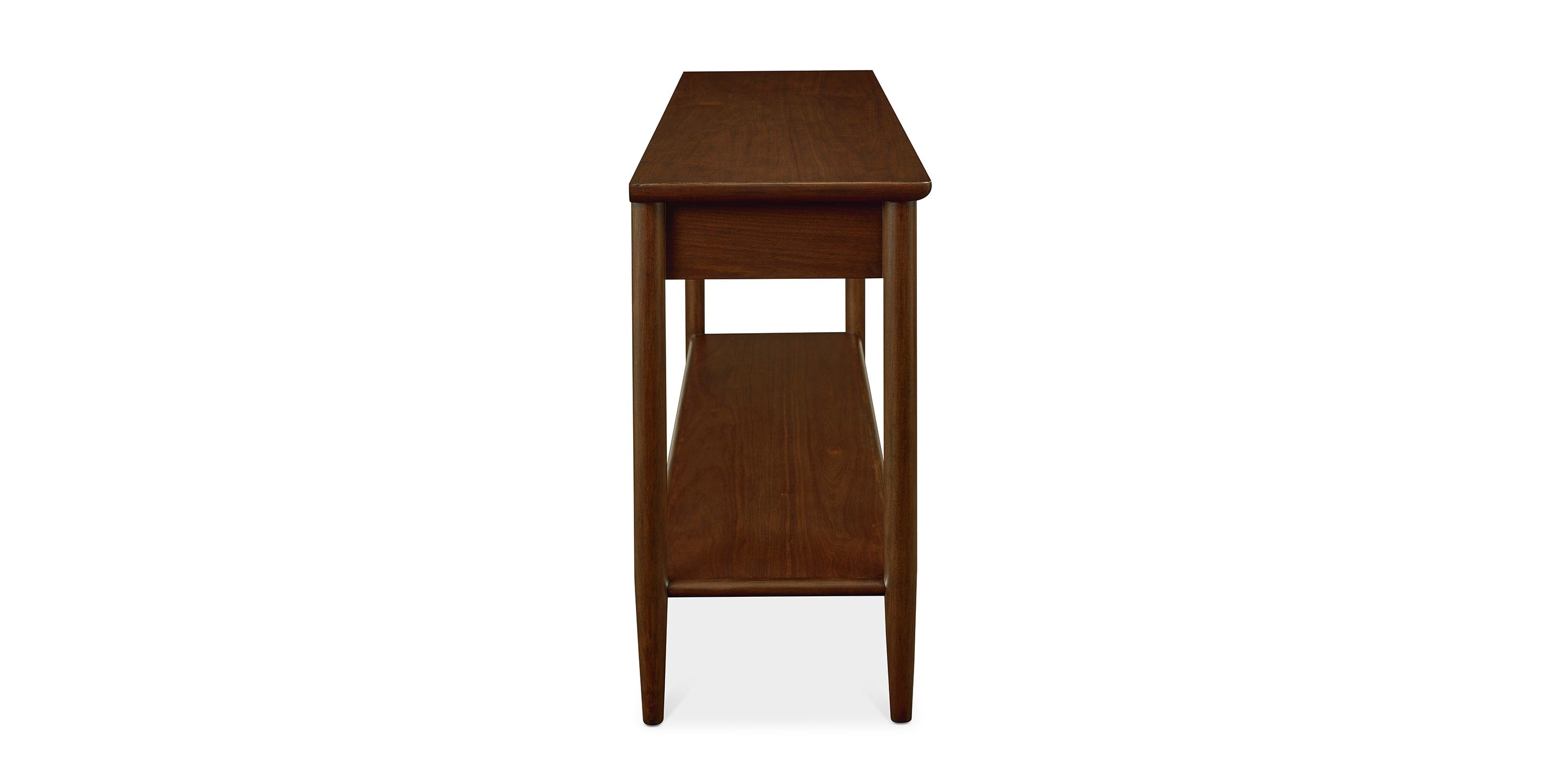Bassett Copenhagen 60" Console Table — Slim Danish Modern Walnut Bassett Console Table