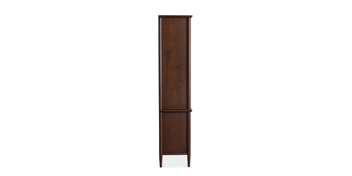 Bassett Copenhagen 40” Glass-Wood Storage Cabinet — Danish Modern Walnut Bassett Cabinet