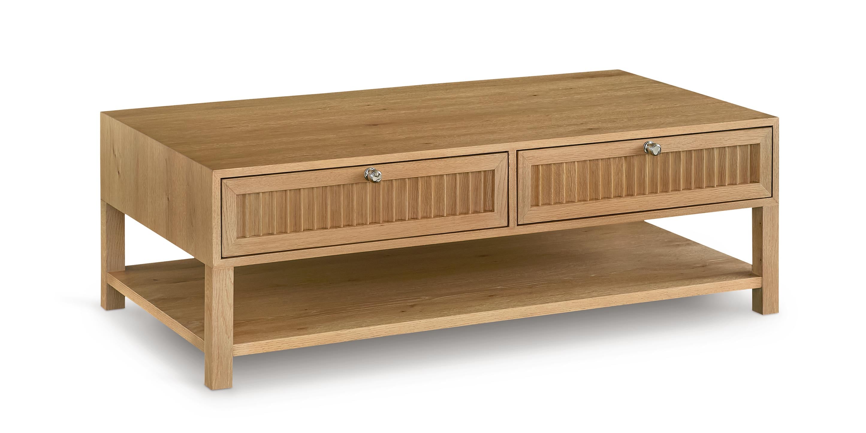 Bassett Newbury Ribbed Drawer Cocktail Table — Natural White Oak — Natural finish