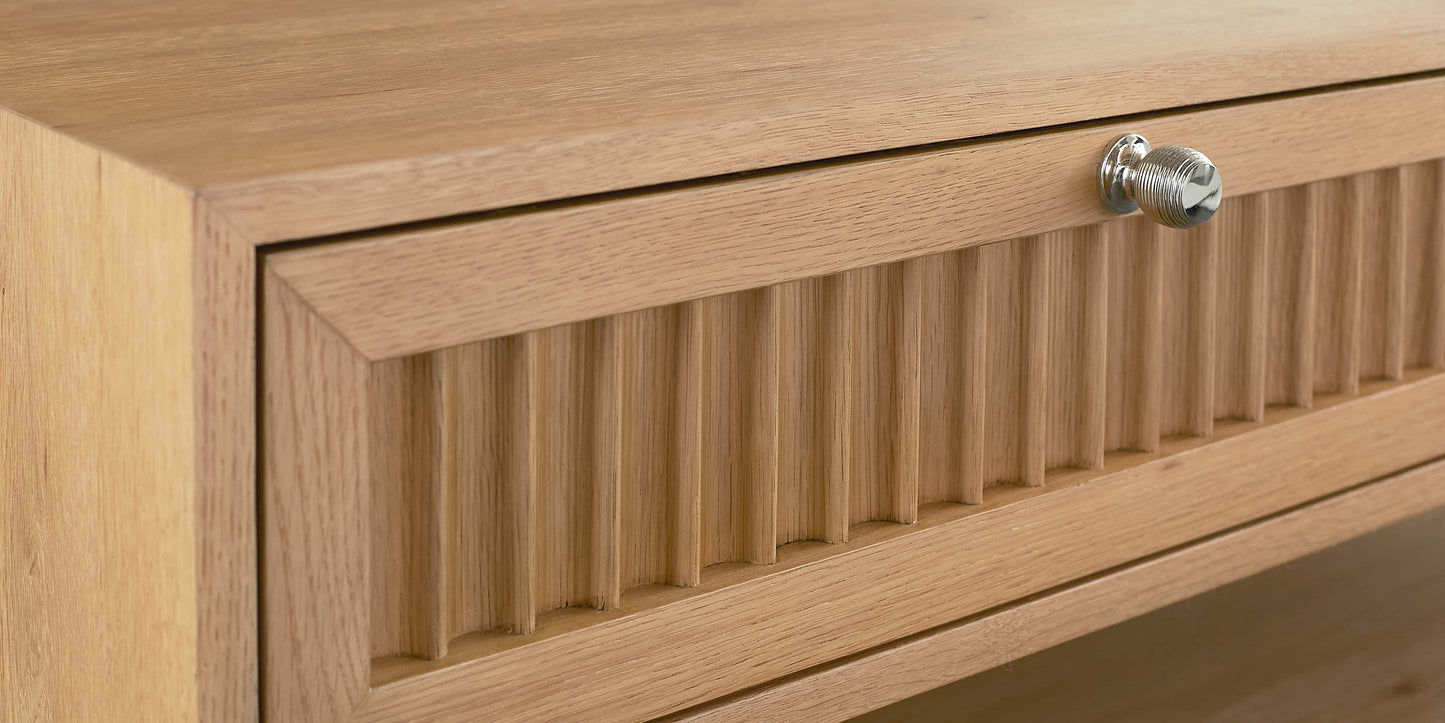 Bassett Newbury Ribbed Drawer Cocktail Table — Natural White Oak — Natural finish