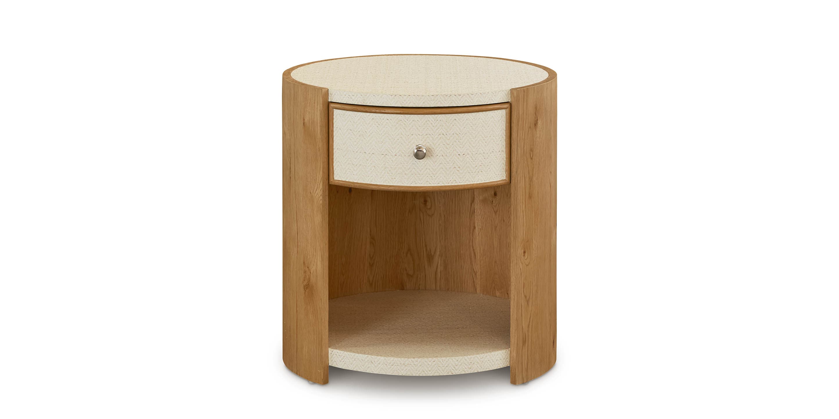 Bassett Newbury Round End Table — Circular Detail, Made in USA Bassett End Table