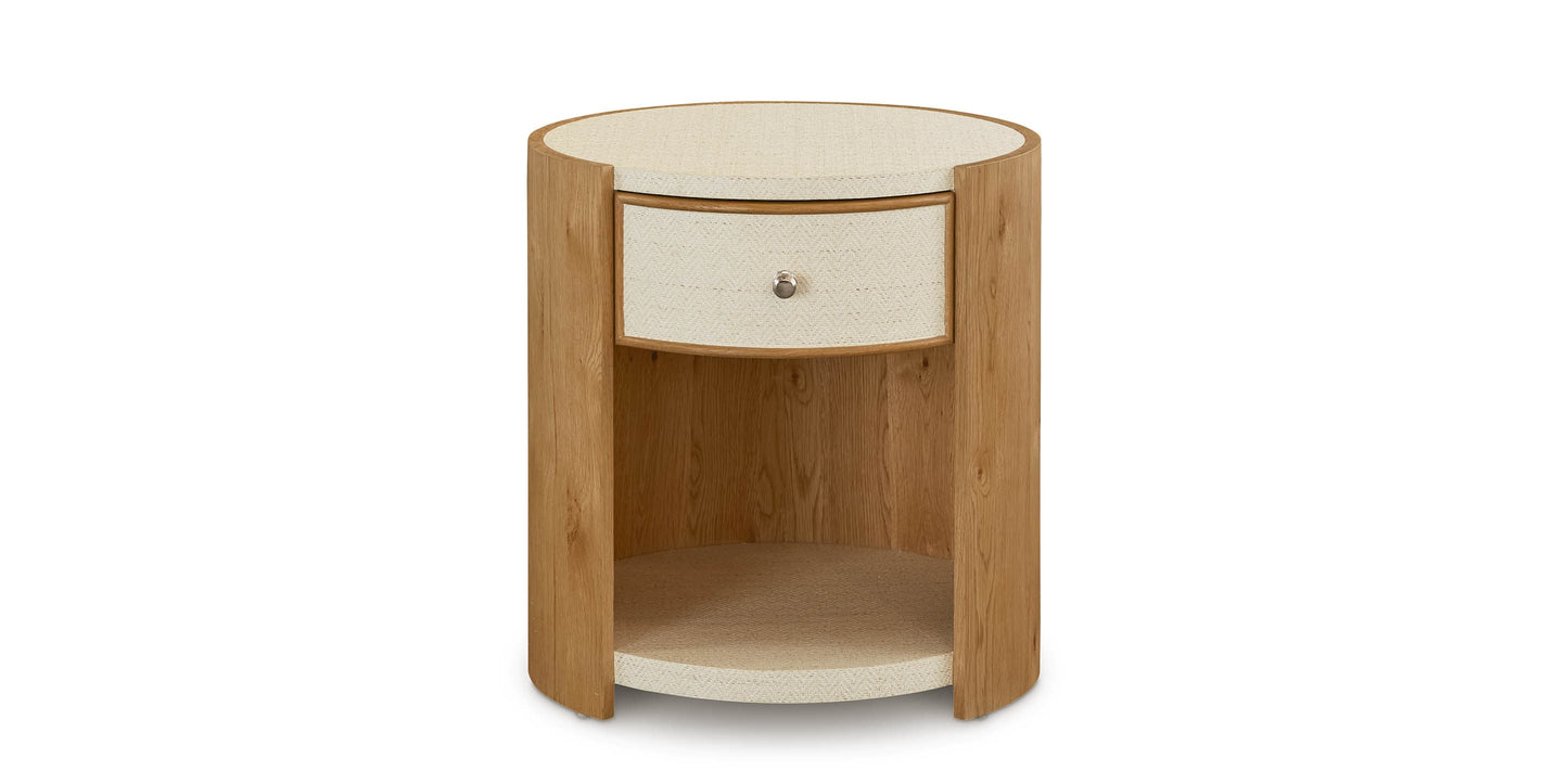 Bassett Newbury Round End Table — Circular Detail, Made in USA Bassett End Table