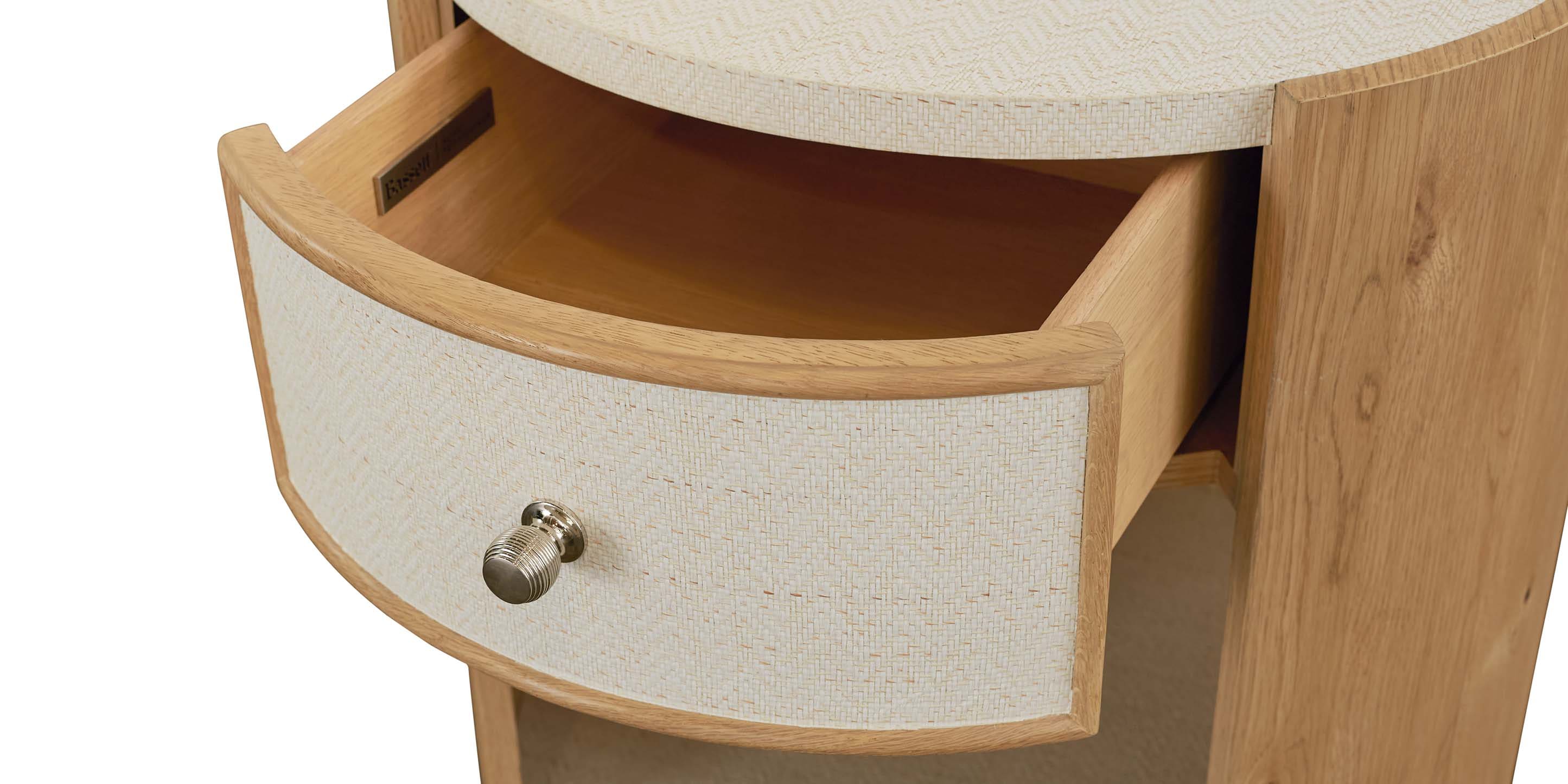 Bassett Newbury Round End Table — Circular Detail, Made in USA Bassett End Table