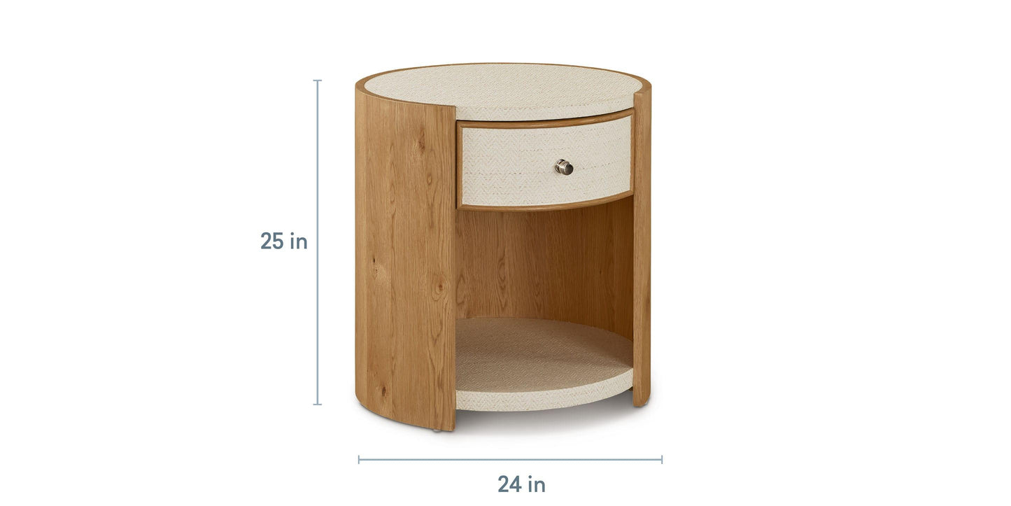 Bassett Newbury Round End Table — Circular Detail, Made in USA Bassett End Table