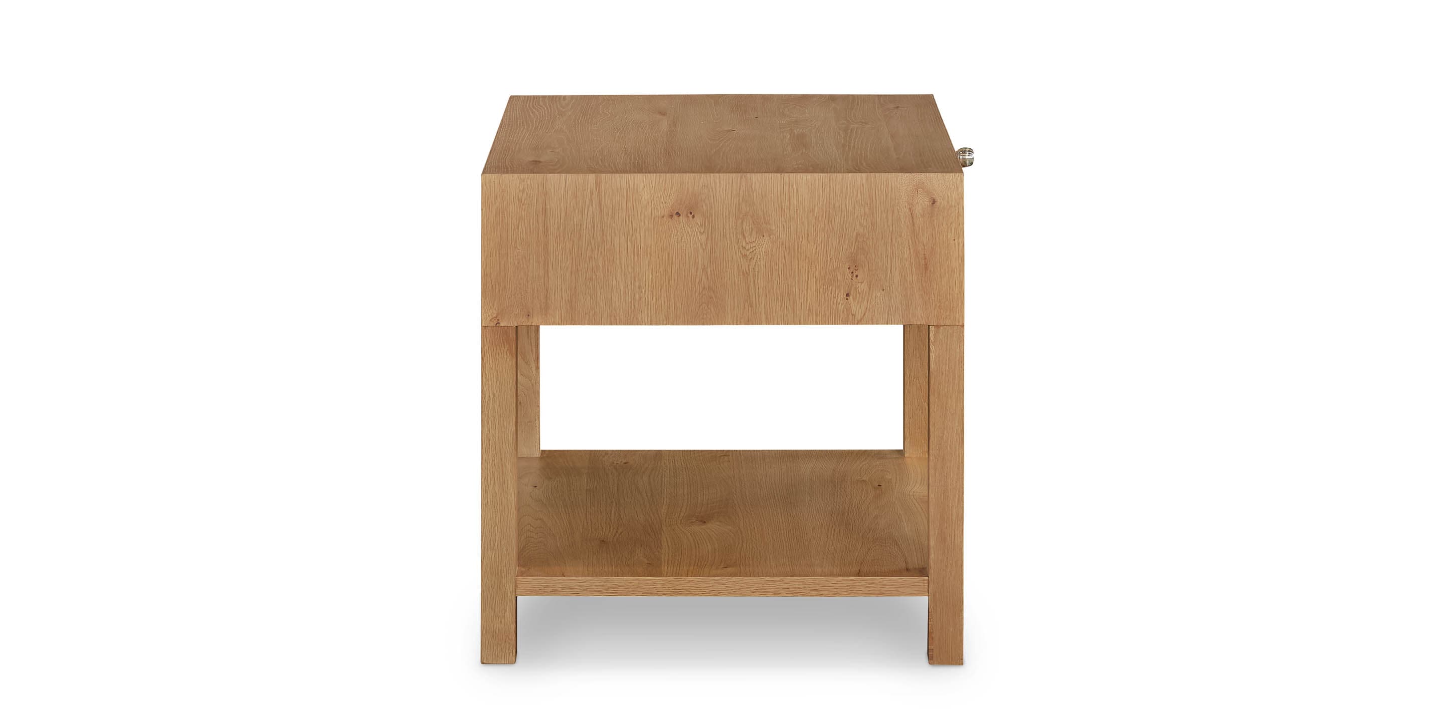 Bassett Newbury Ribbed Drawer End Table — Soft-Close Storage, USA-Made — Natural finish