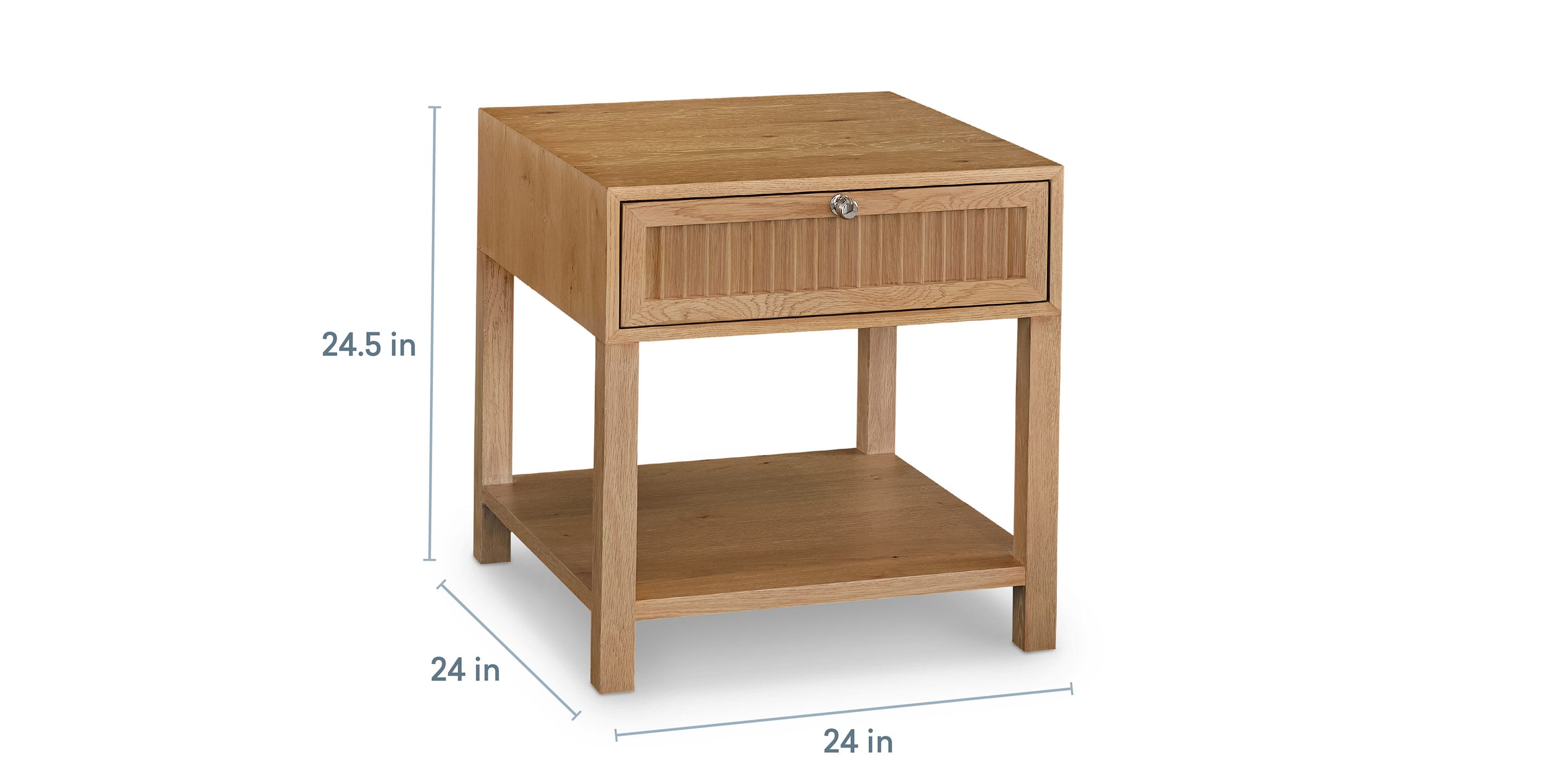 Bassett Newbury Ribbed Drawer End Table — Soft-Close Storage, USA-Made — dimensions