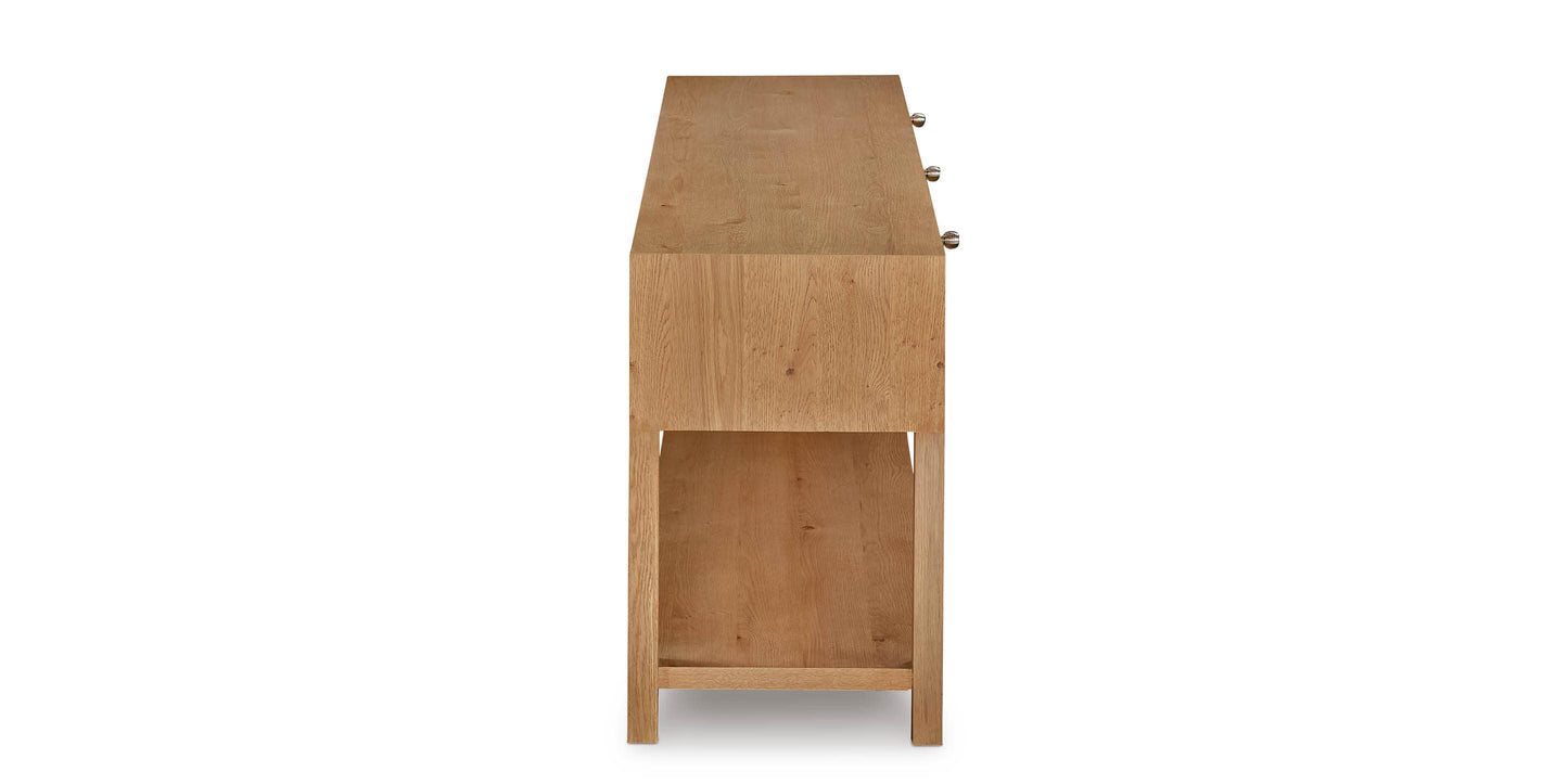 Bassett Newbury Low Console/Credenza — Natural White Oak, USA-Made — Natural finish